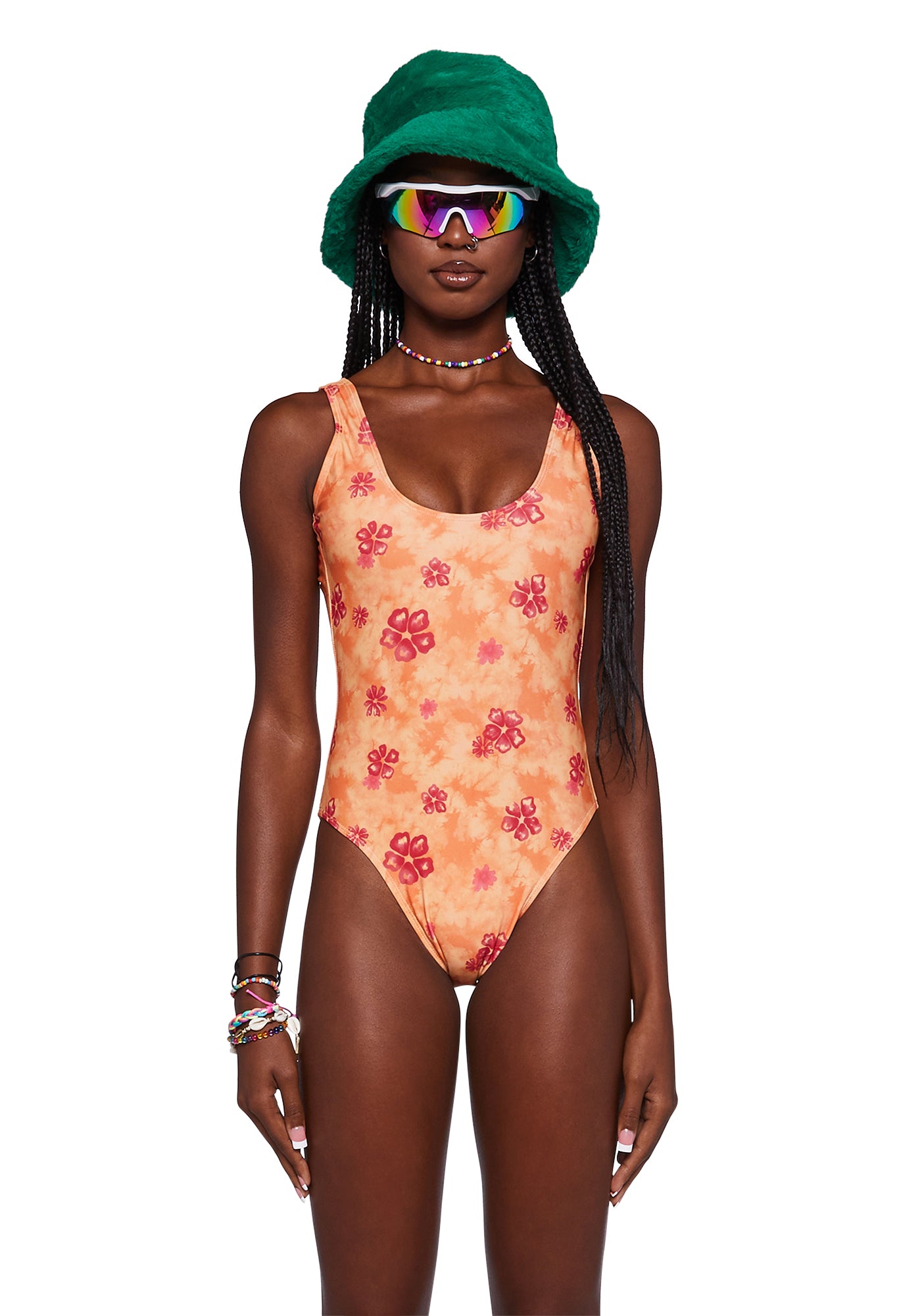Daisy Street Floral One Piece Swimsuit Orange Dolls Kill