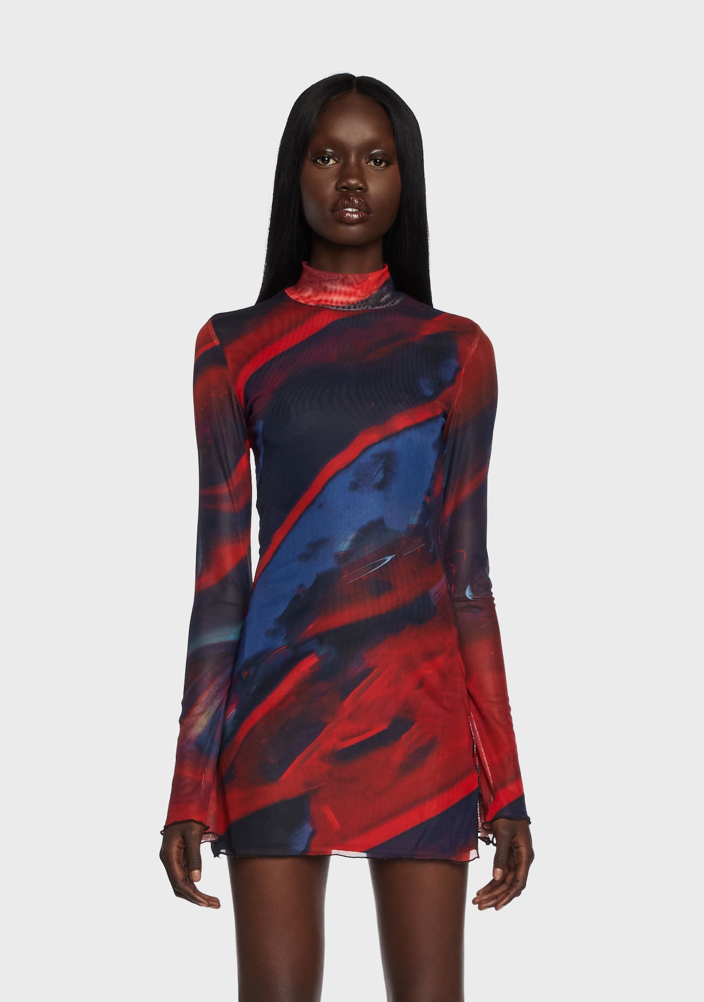 Edikted Abstract Print Mini Mesh Dress - Multi Dolls Kill Edikted Abstract Print Mini Mesh Dress - Multi Dolls Kill
