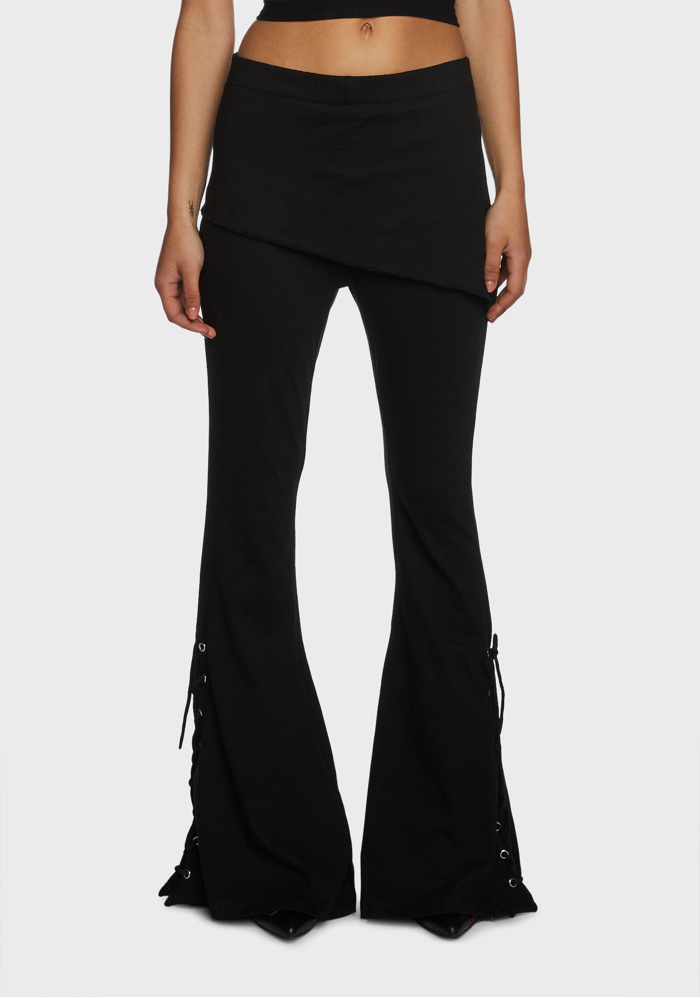 Yoga pants with skirt overlay hot sale