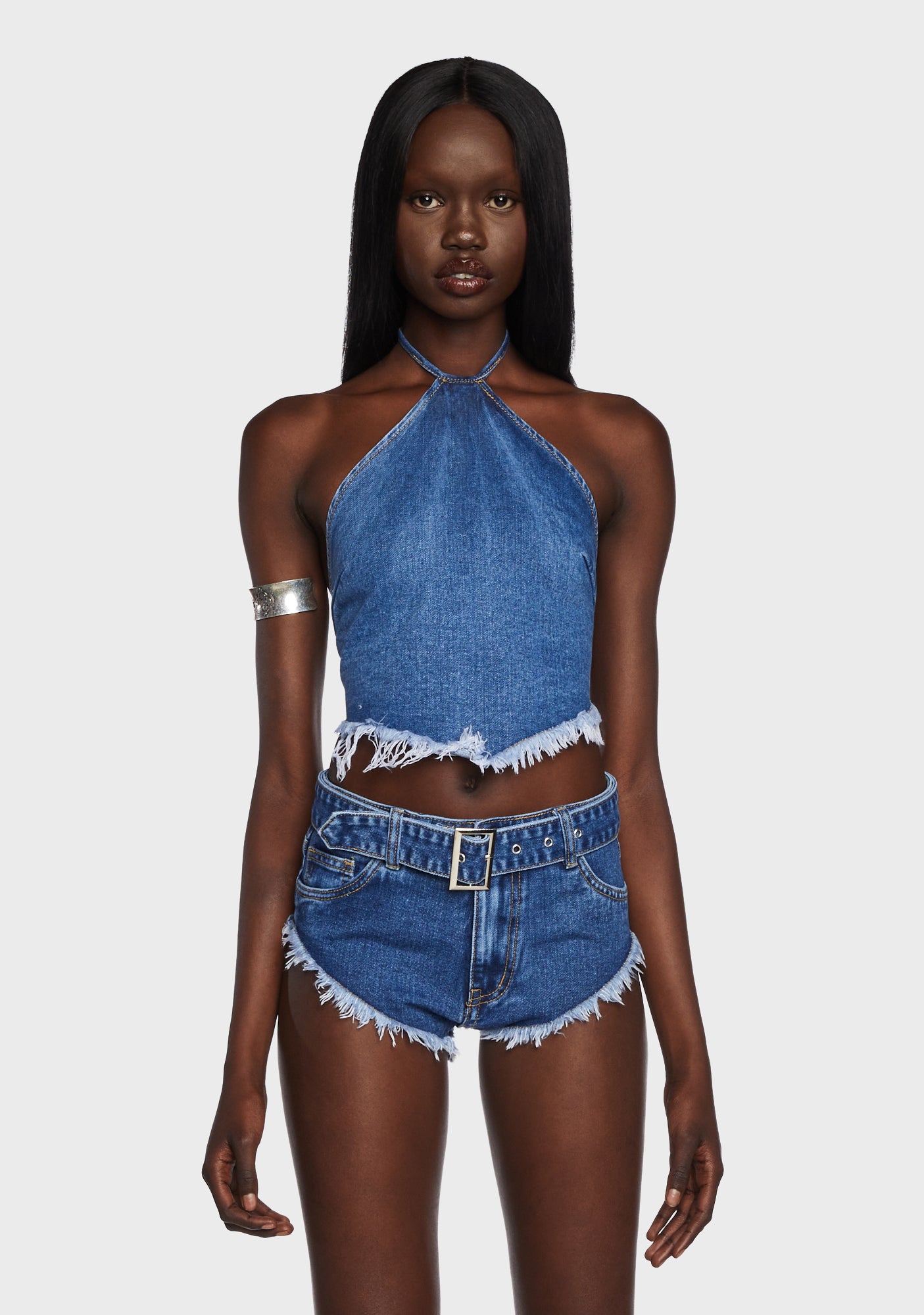 Momokrom Denim Halter Top - Blue – Dolls Kill