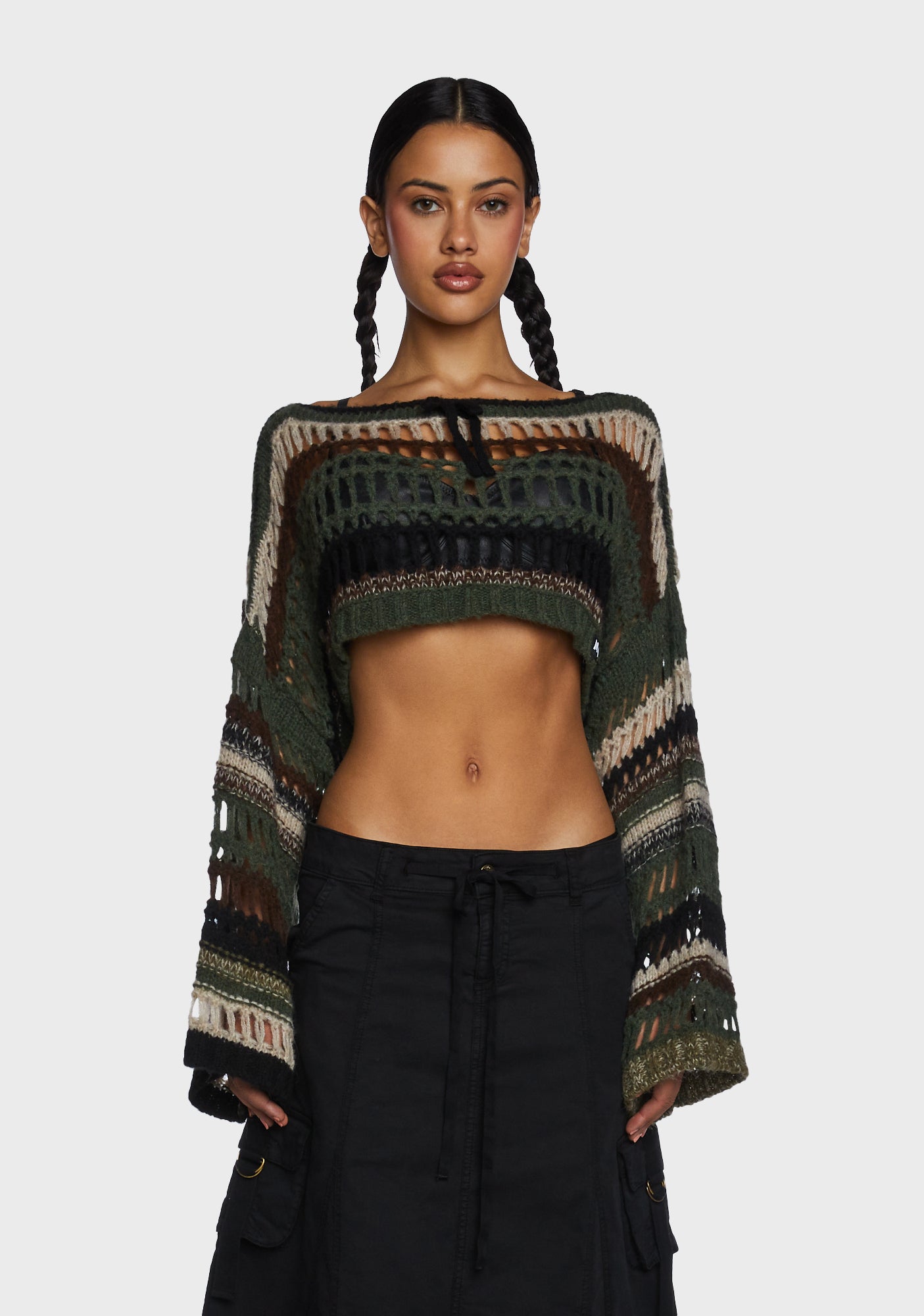 Giselle Extreme Cropped Sweater Green Dolls Kill
