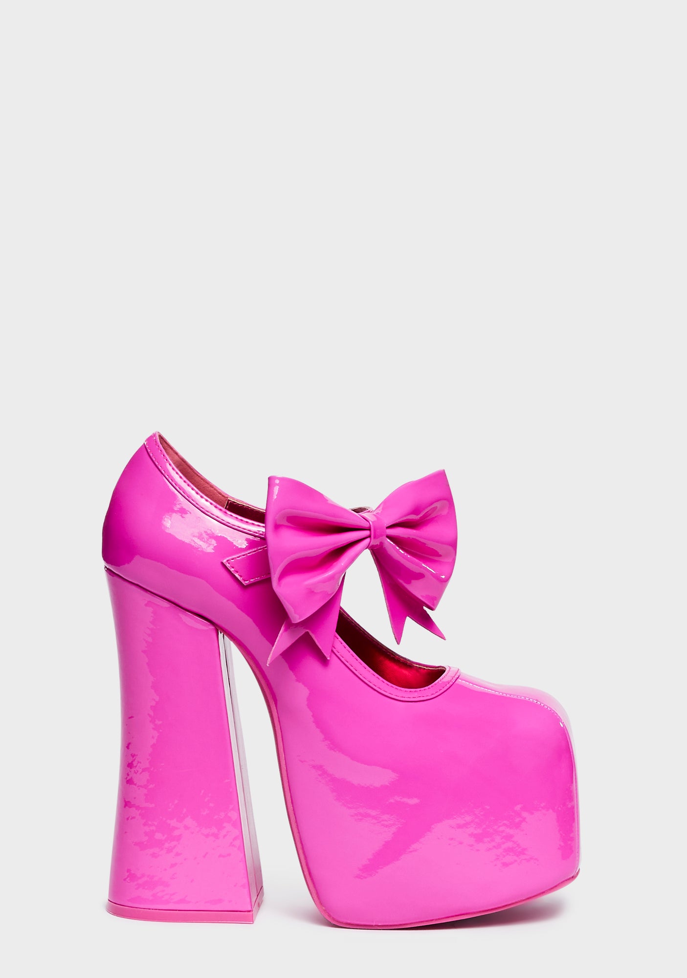 Sugar Thrillz Patent Platform Bow Heels Pink – Dolls Kill