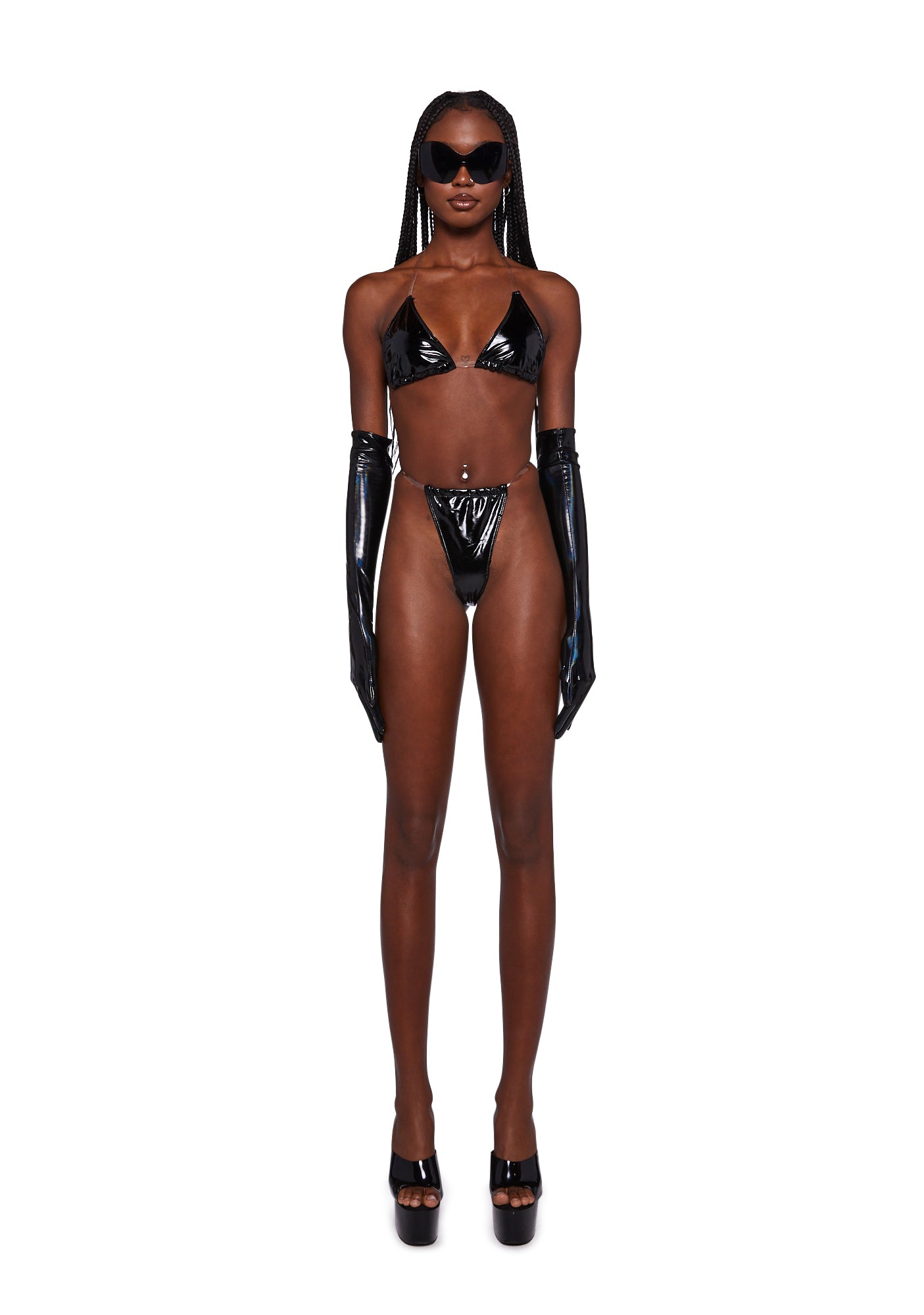 Vinyl Clear Strap Bikini Set Black Dolls Kill