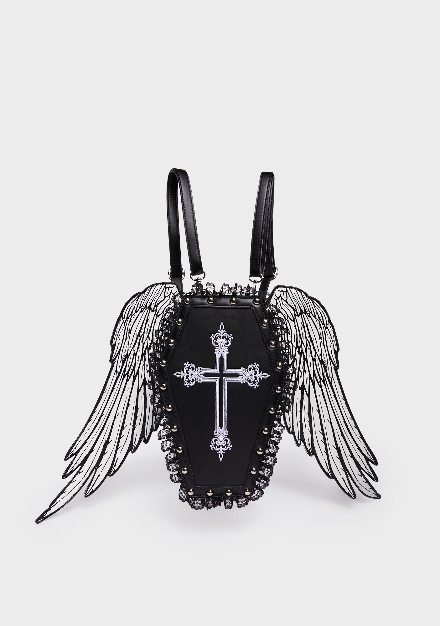 angel backpack with mini wings Widow Angel Wings Coffin Backpack