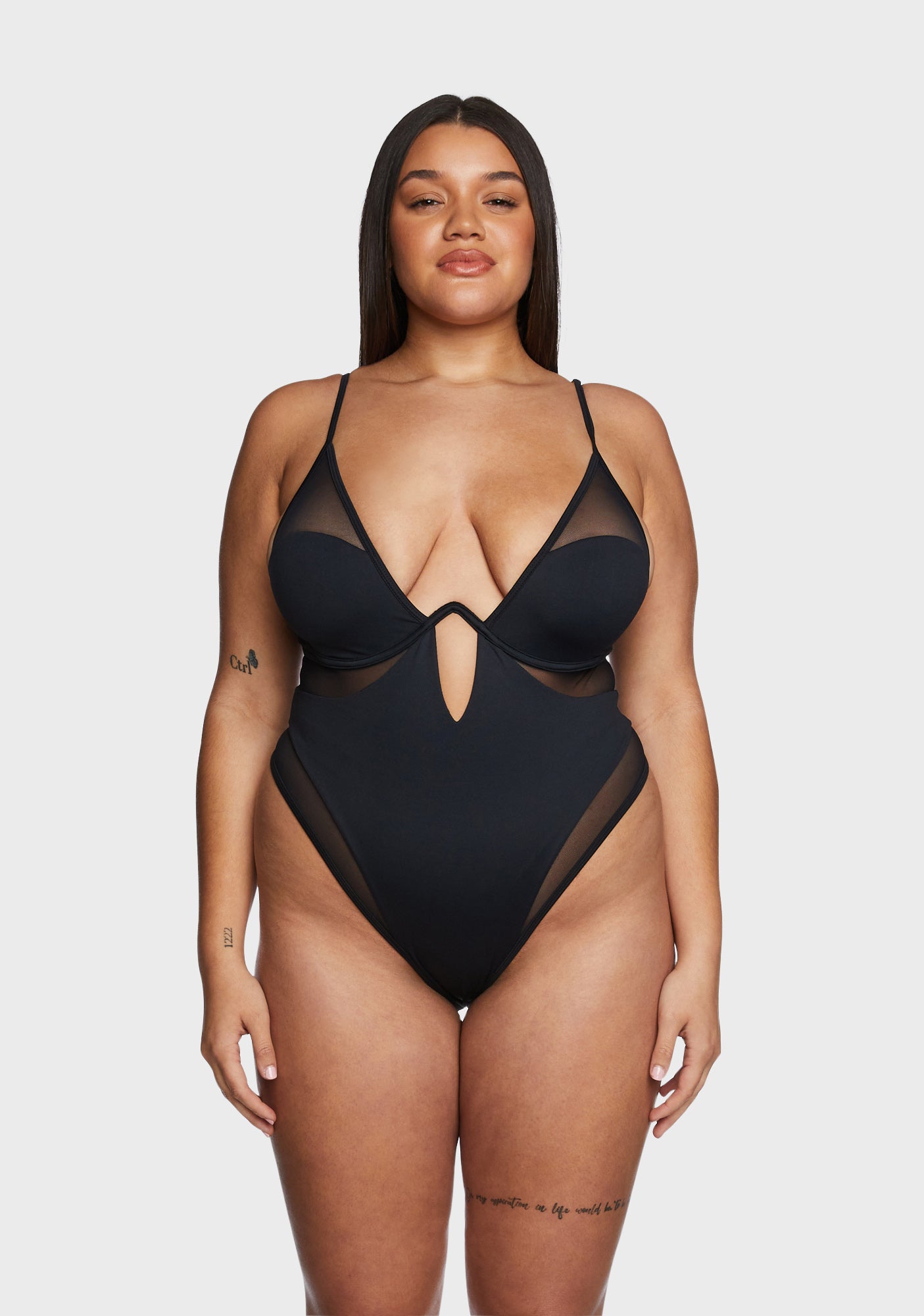 Plus Size Cut Out Mesh One Piece Swimsuit - Black Dolls Kill Plus Size Cut Out Mesh One Piece Swimsuit - Black Dolls Kill