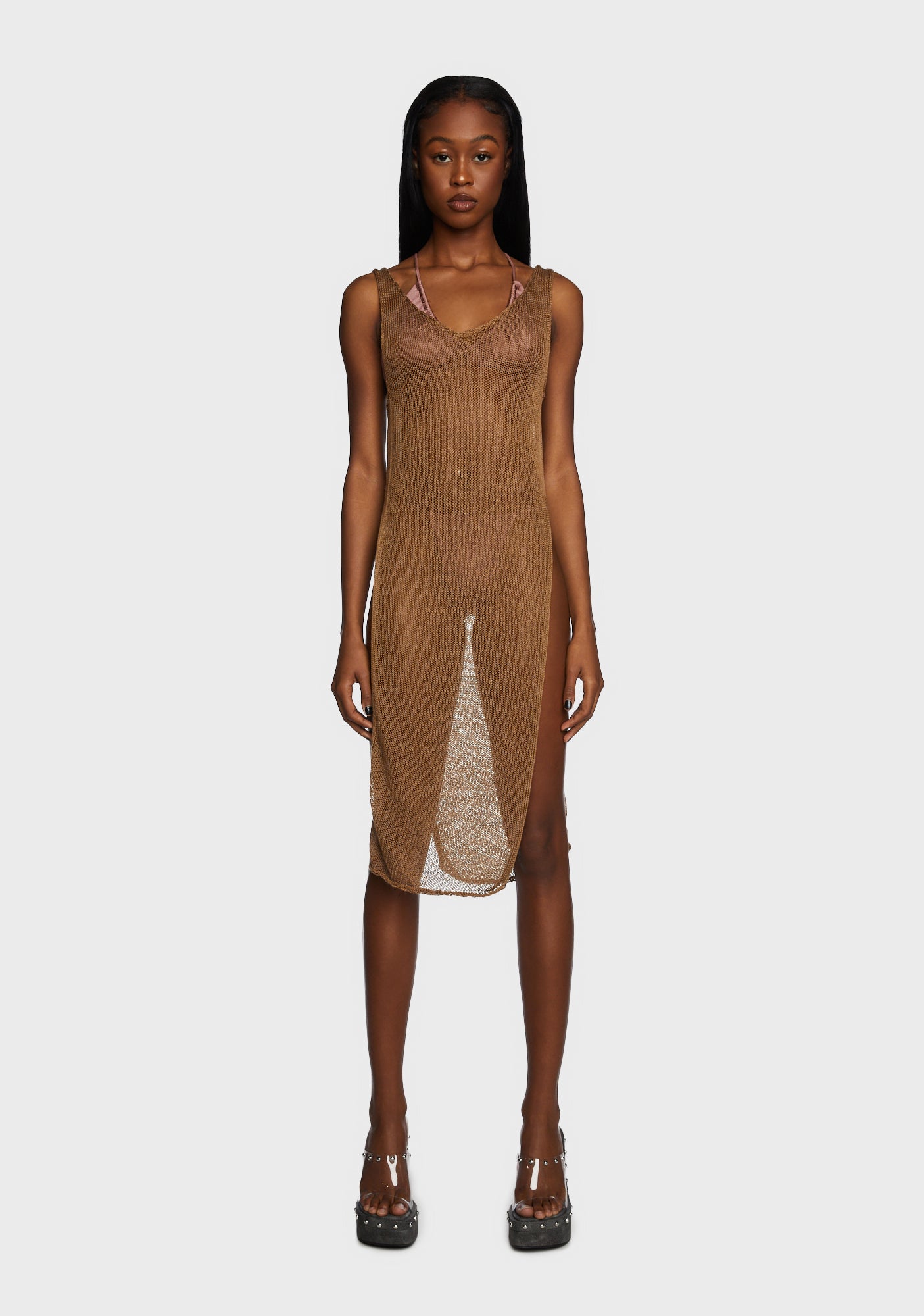 Sheer Knit Cover Up Dress