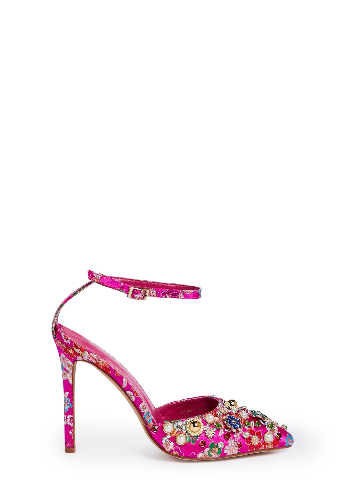 AZALEA WANG Floral Brocade Stiletto Heels - Fuchsia – Dolls Kill