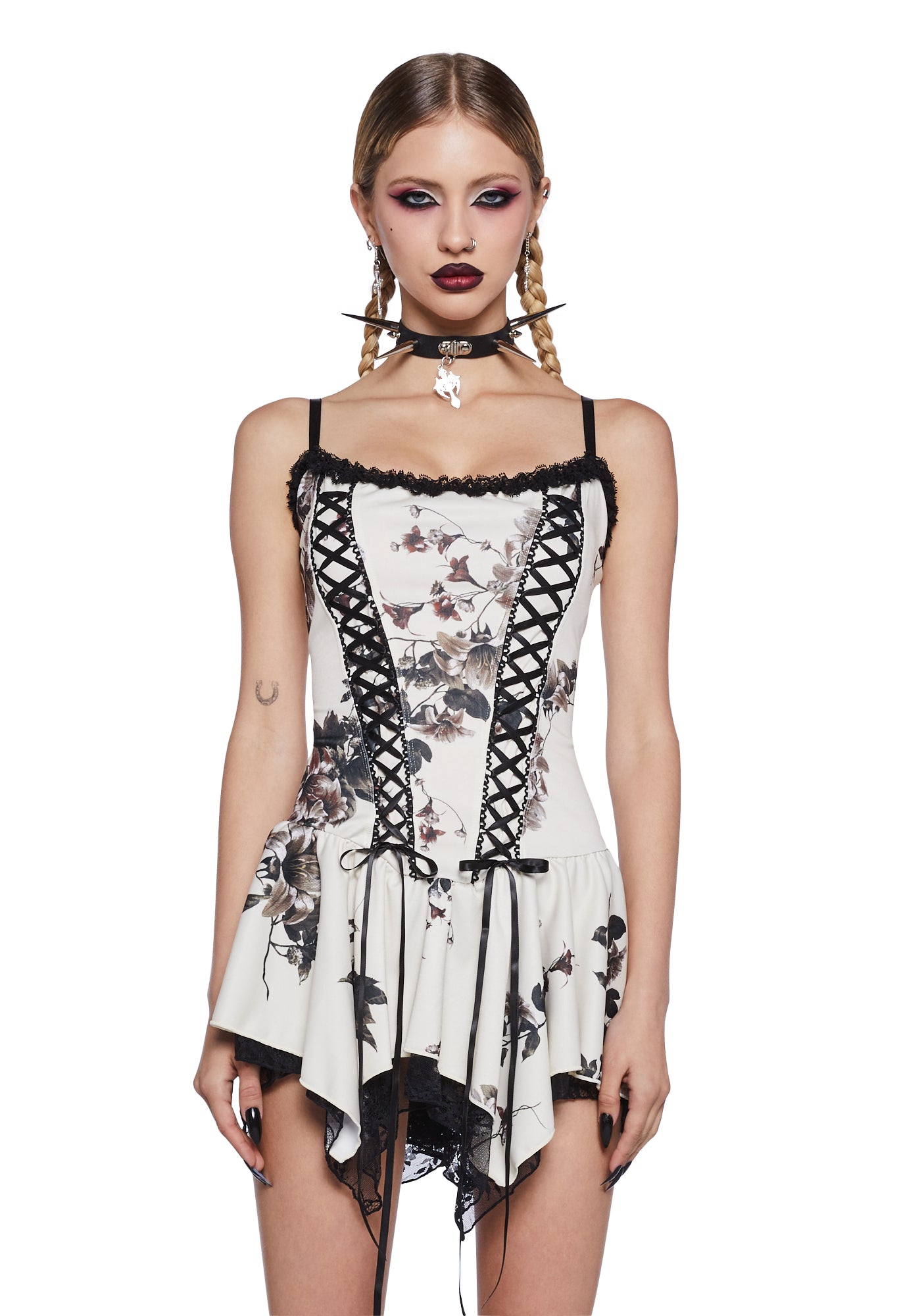 Widow Floral Satin Handkerchief Mini Dress - Multi Widow Floral Satin Handkerchief Mini Dress - Multi