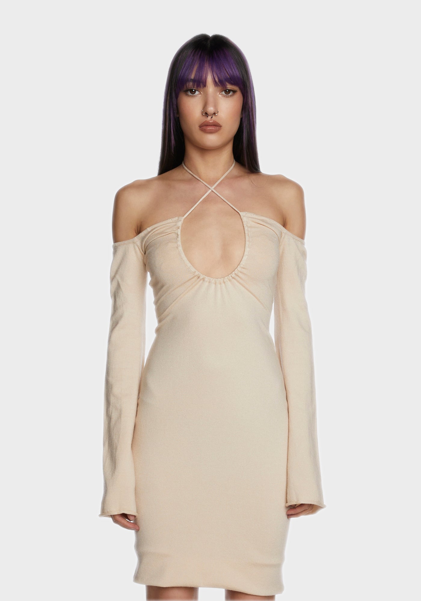 light brown mini dress Light Brown Backless Faux Leather Western Embroidered Mini Dress