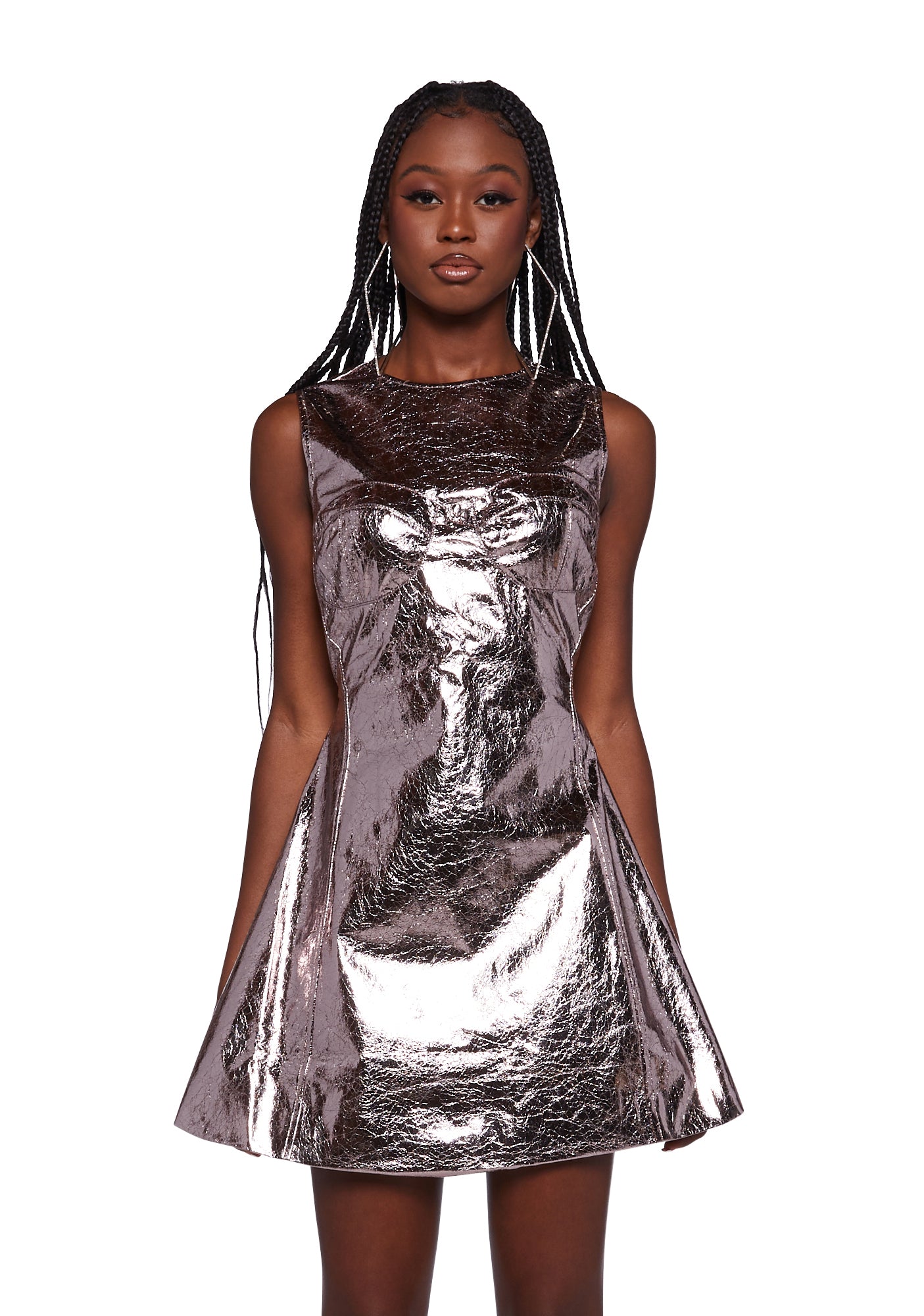 AMYLYNN Metallic A Line Mini Dress Metallic Dolls Kill