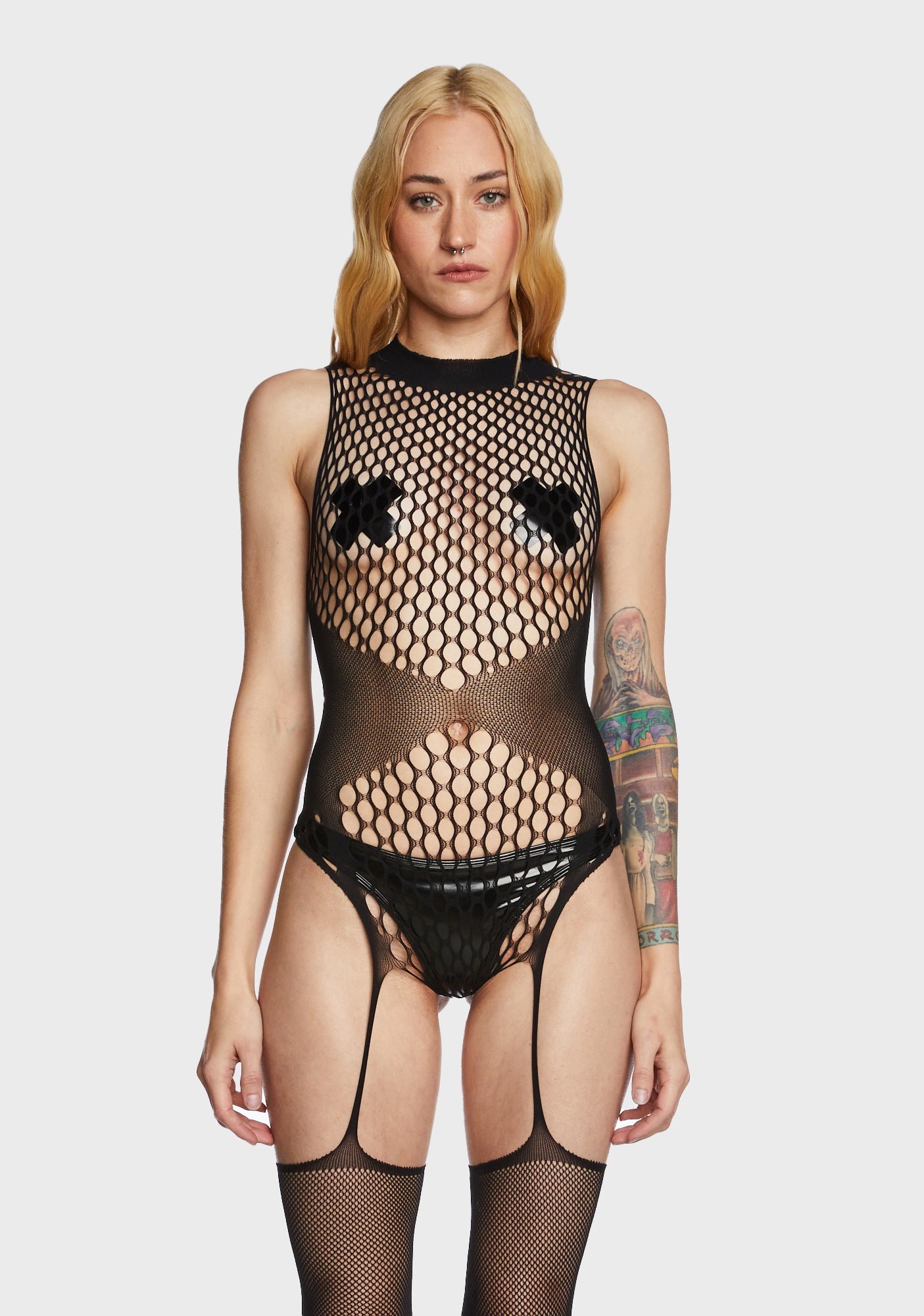 Cutout Strappy Fishnet Bodysuit - Black – Dolls Kill
