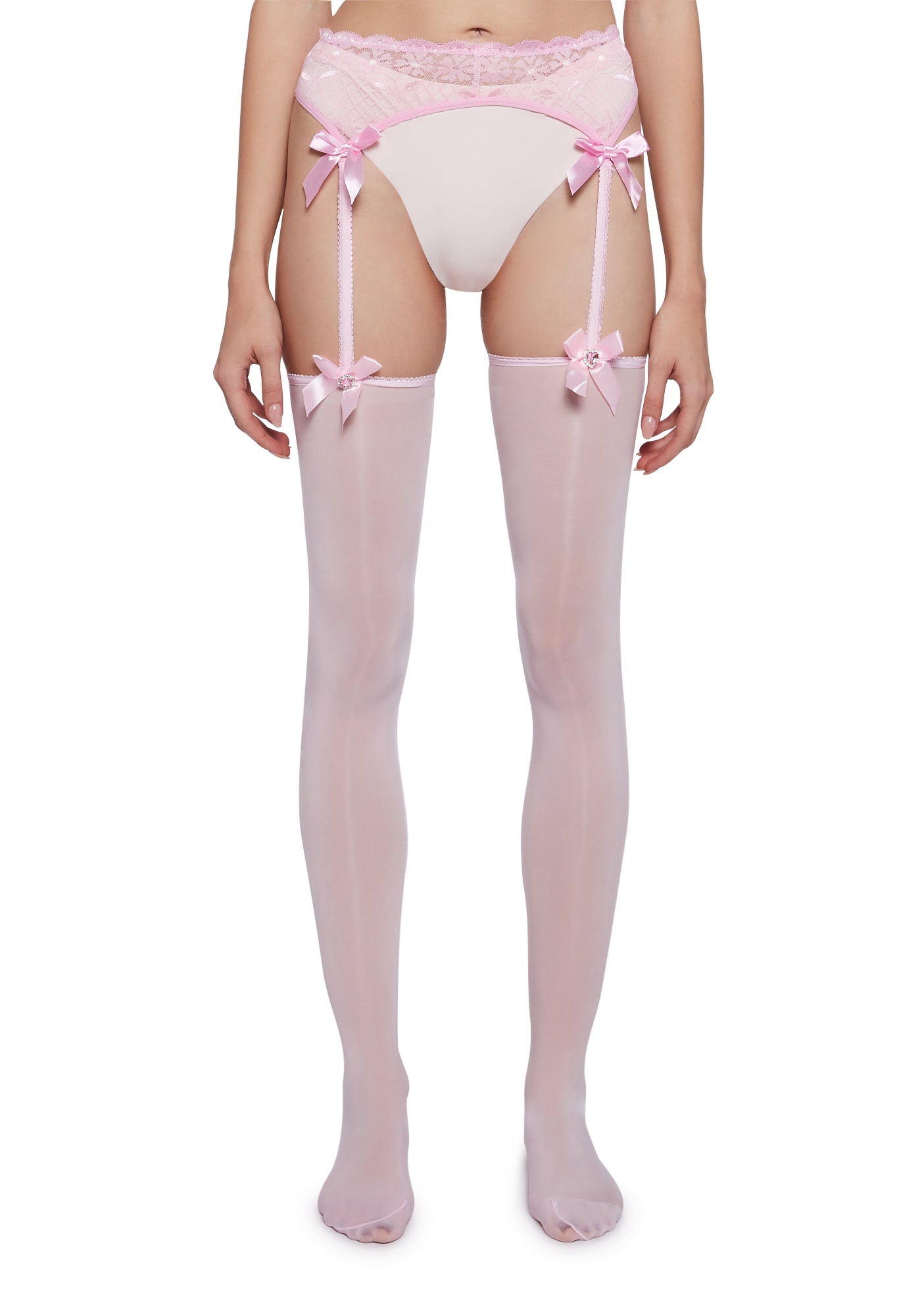 Lace Mesh Garter Tights - Pink Dolls Kill Lace Mesh Garter Tights - Pink Dolls Kill