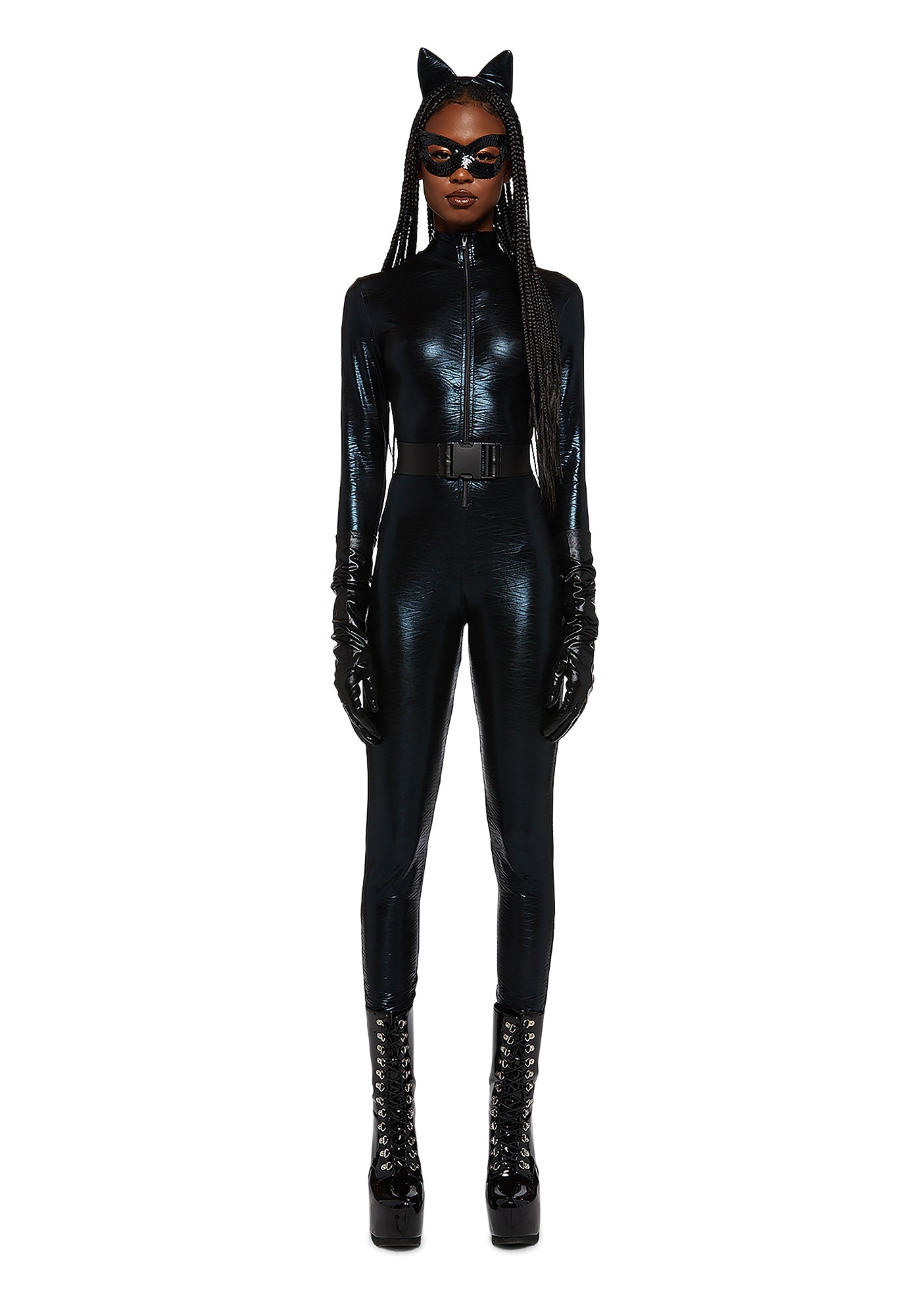 ladies cat fancy dress Leather and Lace Cat Costume Kit