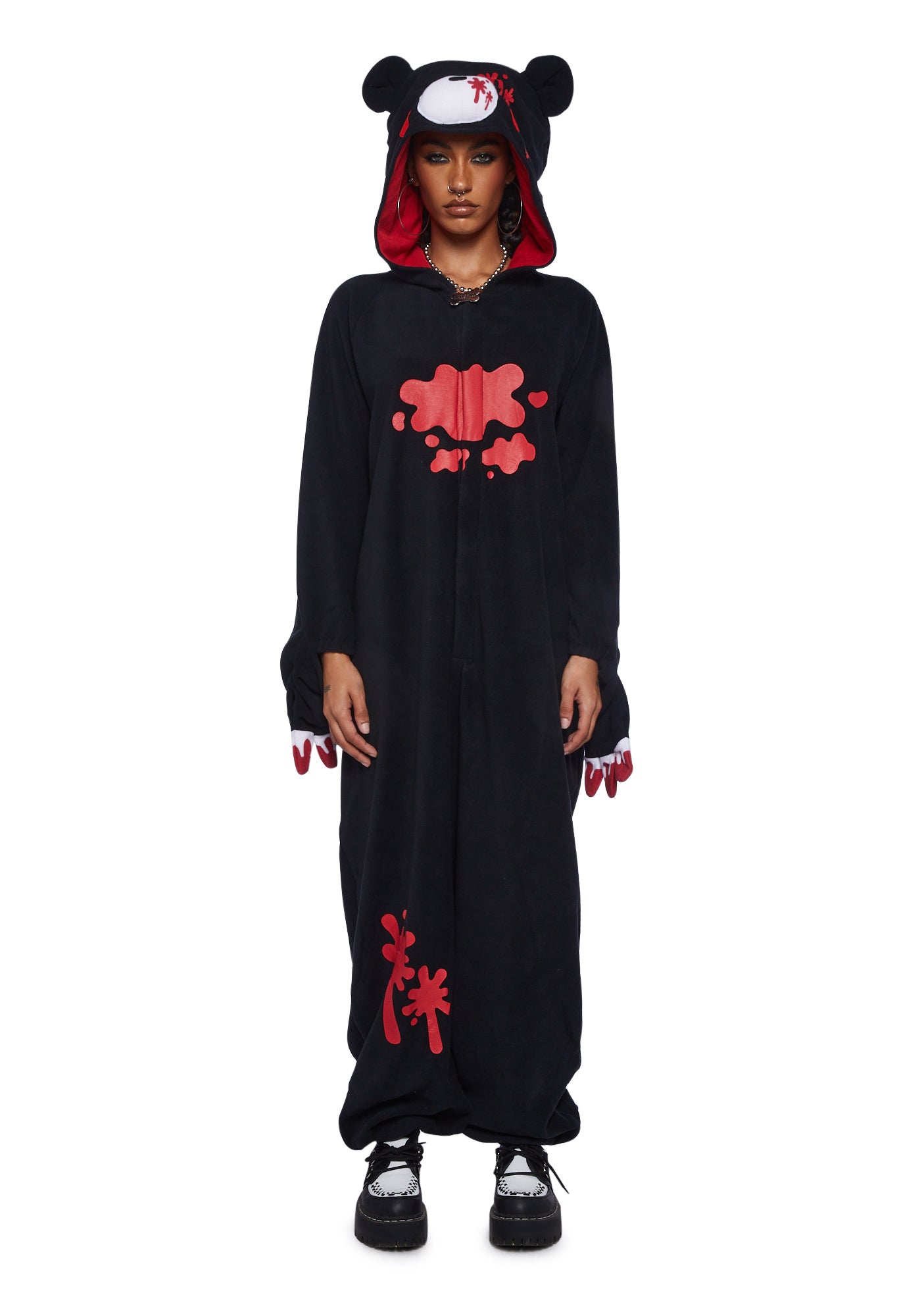 Sazac Gloomy Bear Fleece Onesie Black Dolls Kill