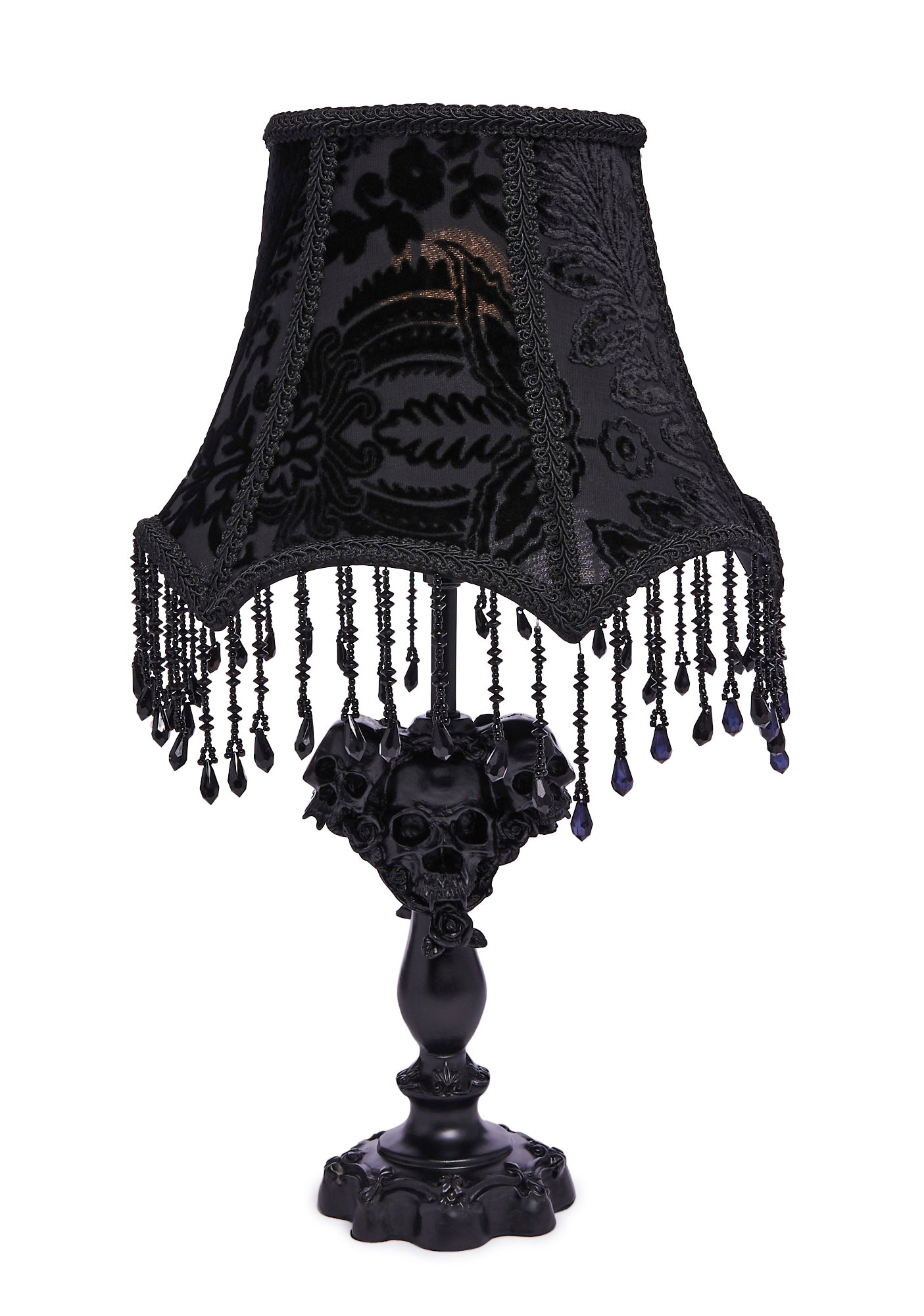 Dolls Home Victorian Lace Bead Table Lamp - Black