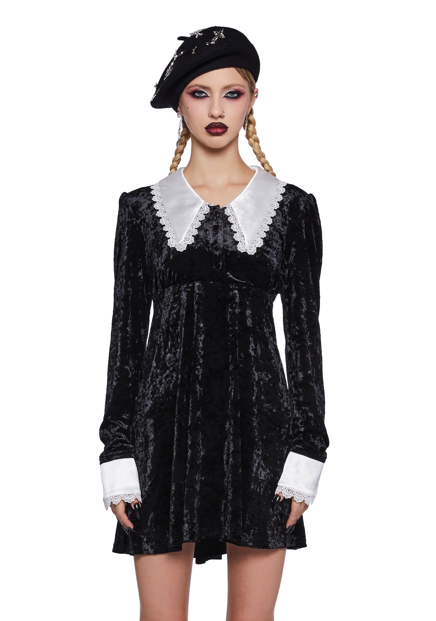 black velvet babydoll dress Widow Velvet Babydoll Dress