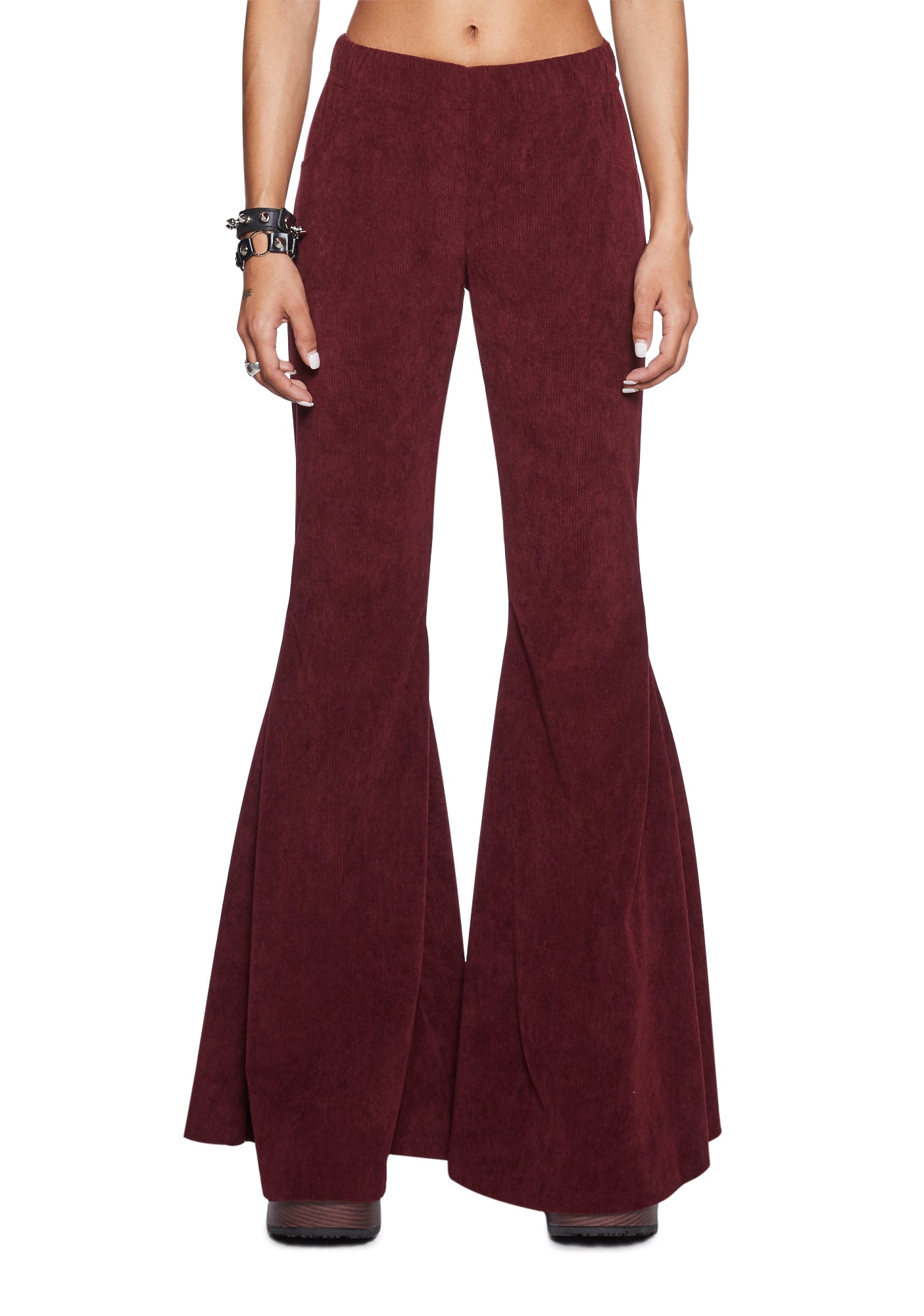 Current Mood Corduroy Flares Dark Red – Dolls Kill