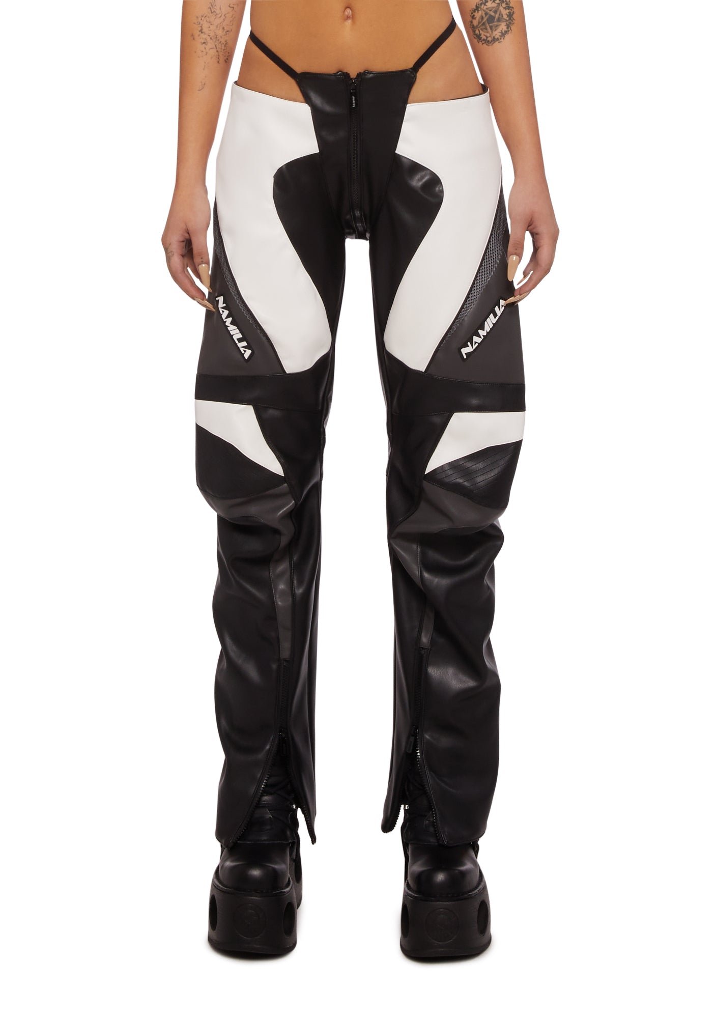 Namilia Cut Out Panty Thong Pants - Black/White – Dolls Kill