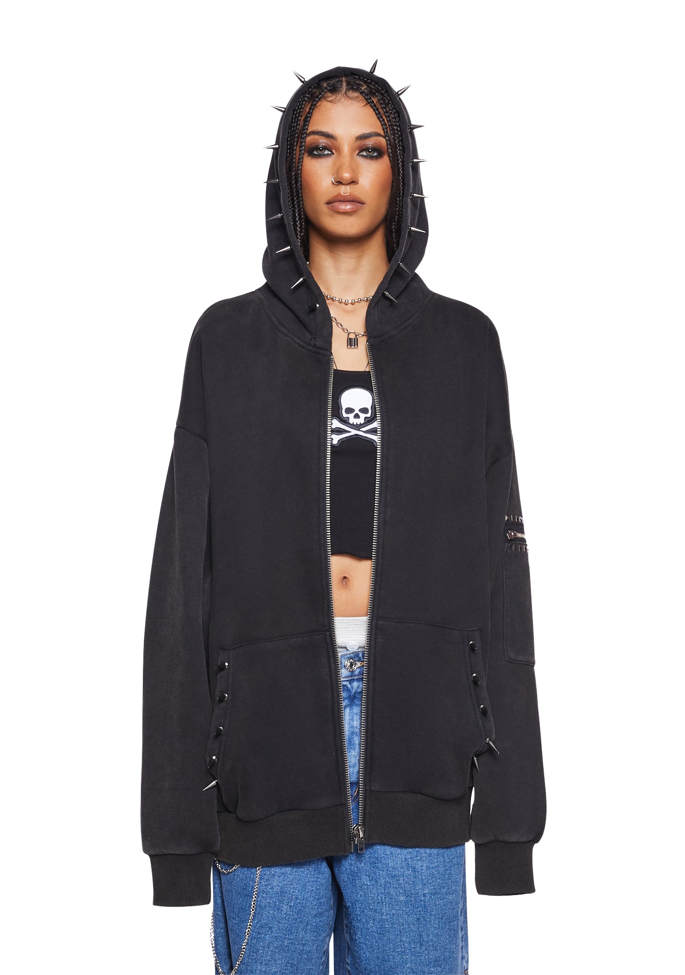 Hoodie with spikes sales