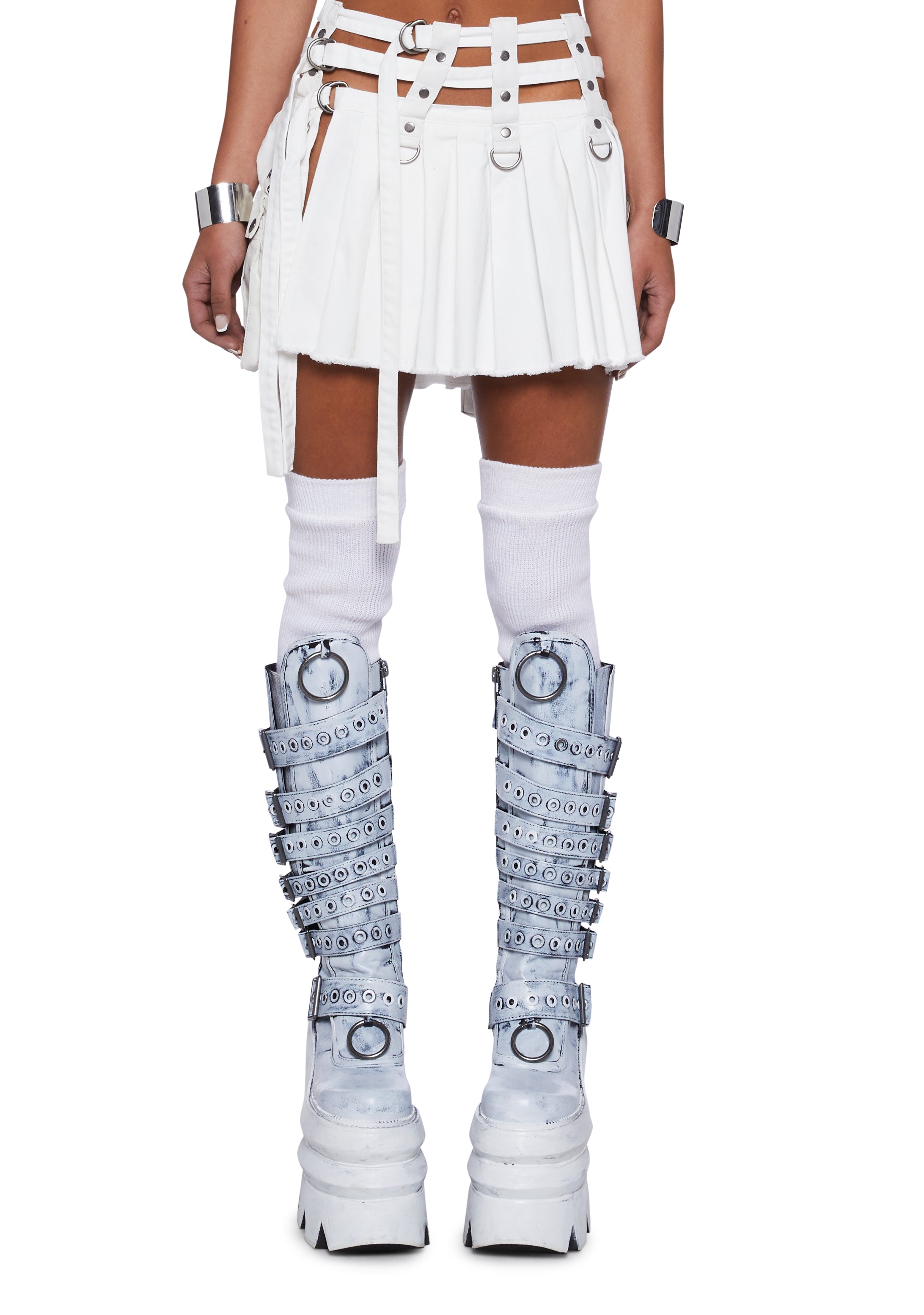 Dolls kill white pleated skirt top