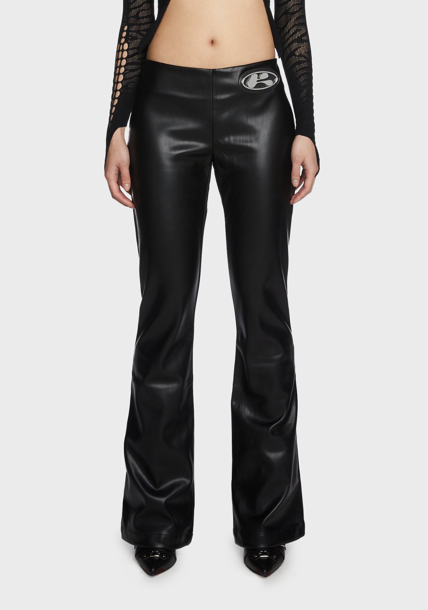 The Kript Vegan Leather Low Rise Pants Black Dolls Kill