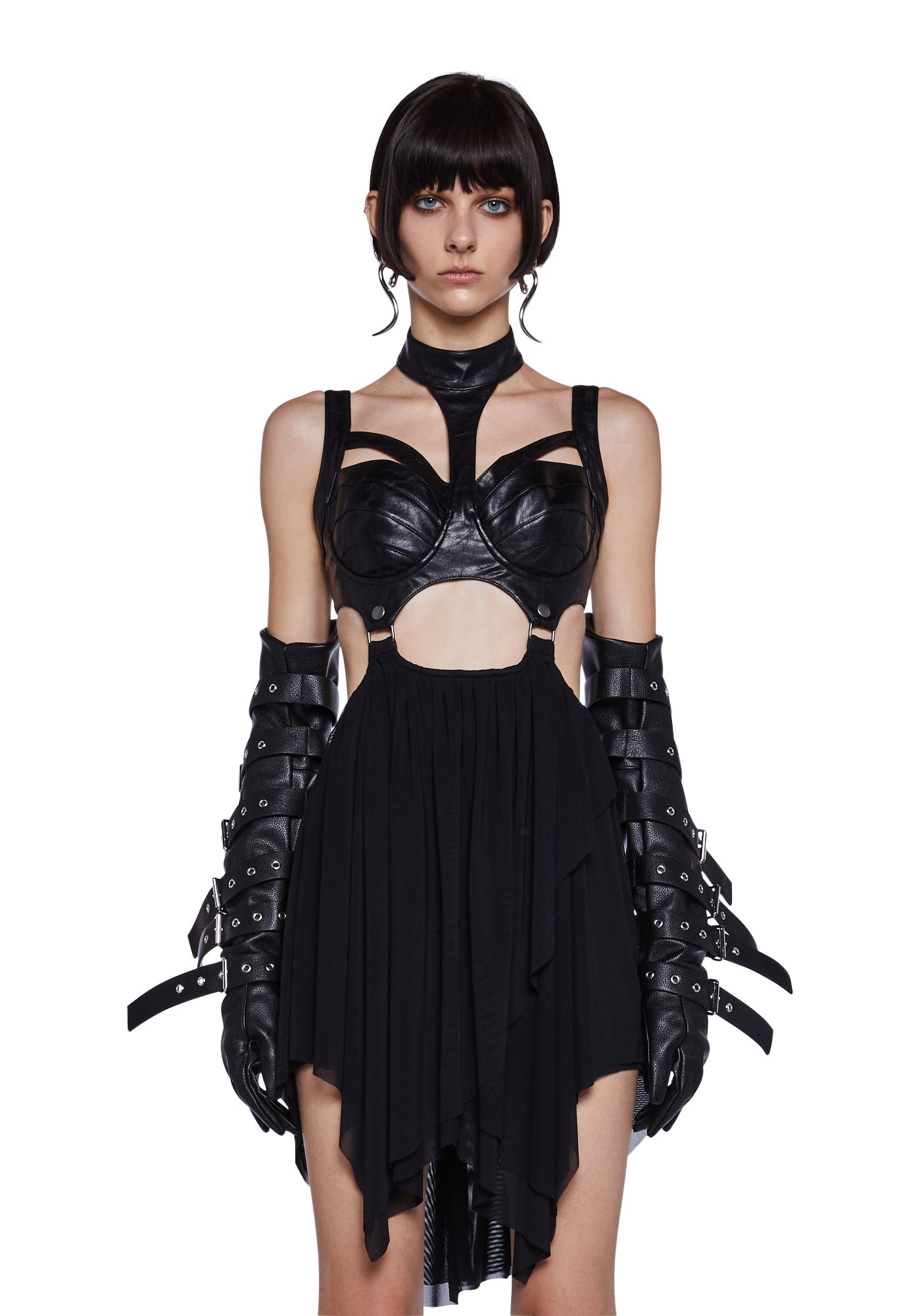 Darker Wavs Bustier Handkerchief Dress With Detachable Skirt - Black Dolls Kill Darker Wavs Bustier Handkerchief Dress With Detachable Skirt - Black Dolls Kill