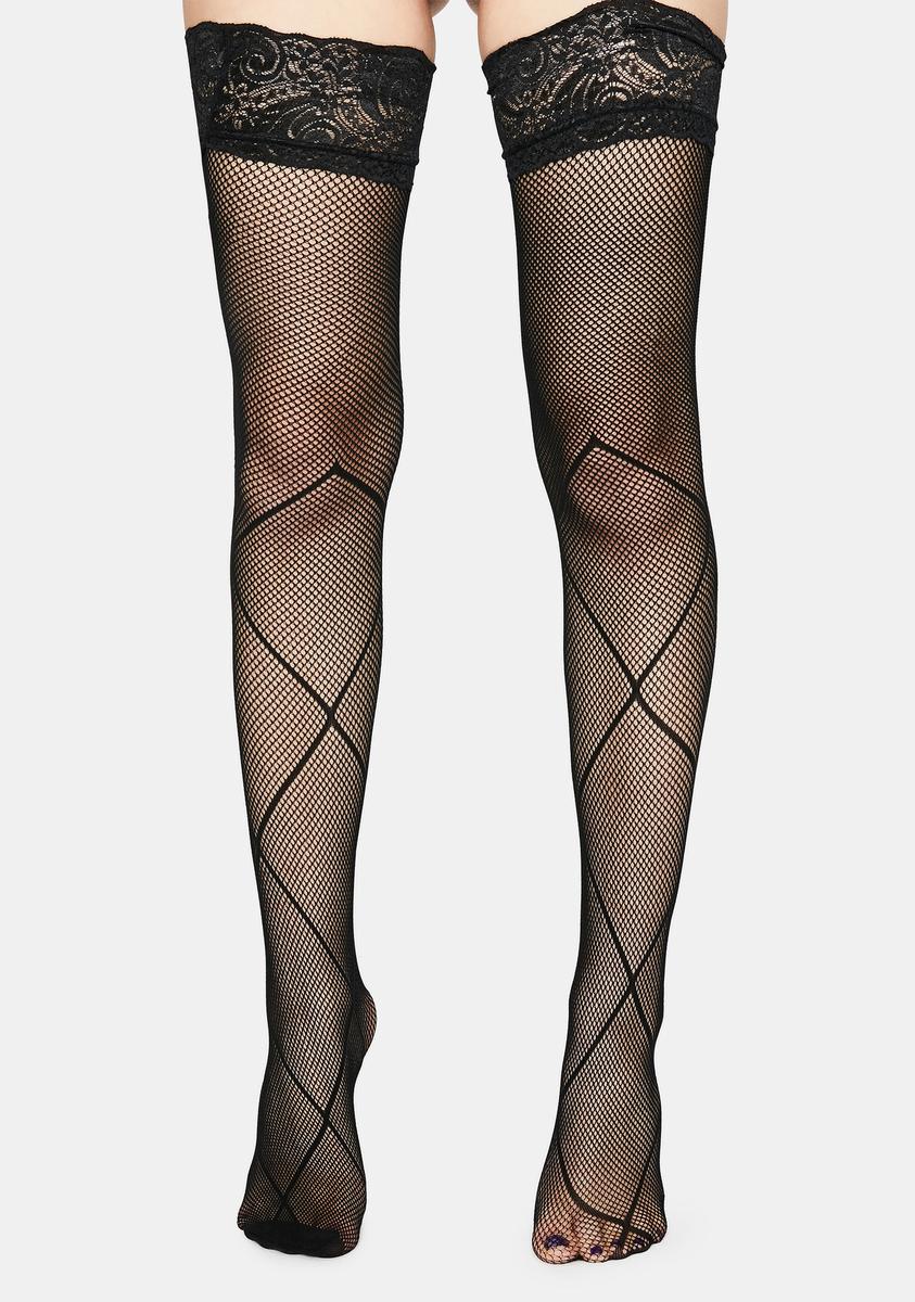 Sexy Fishnet Bow Tie Thigh High Socks - Black Sexy Fishnet Bow Tie Thigh High Socks - Black