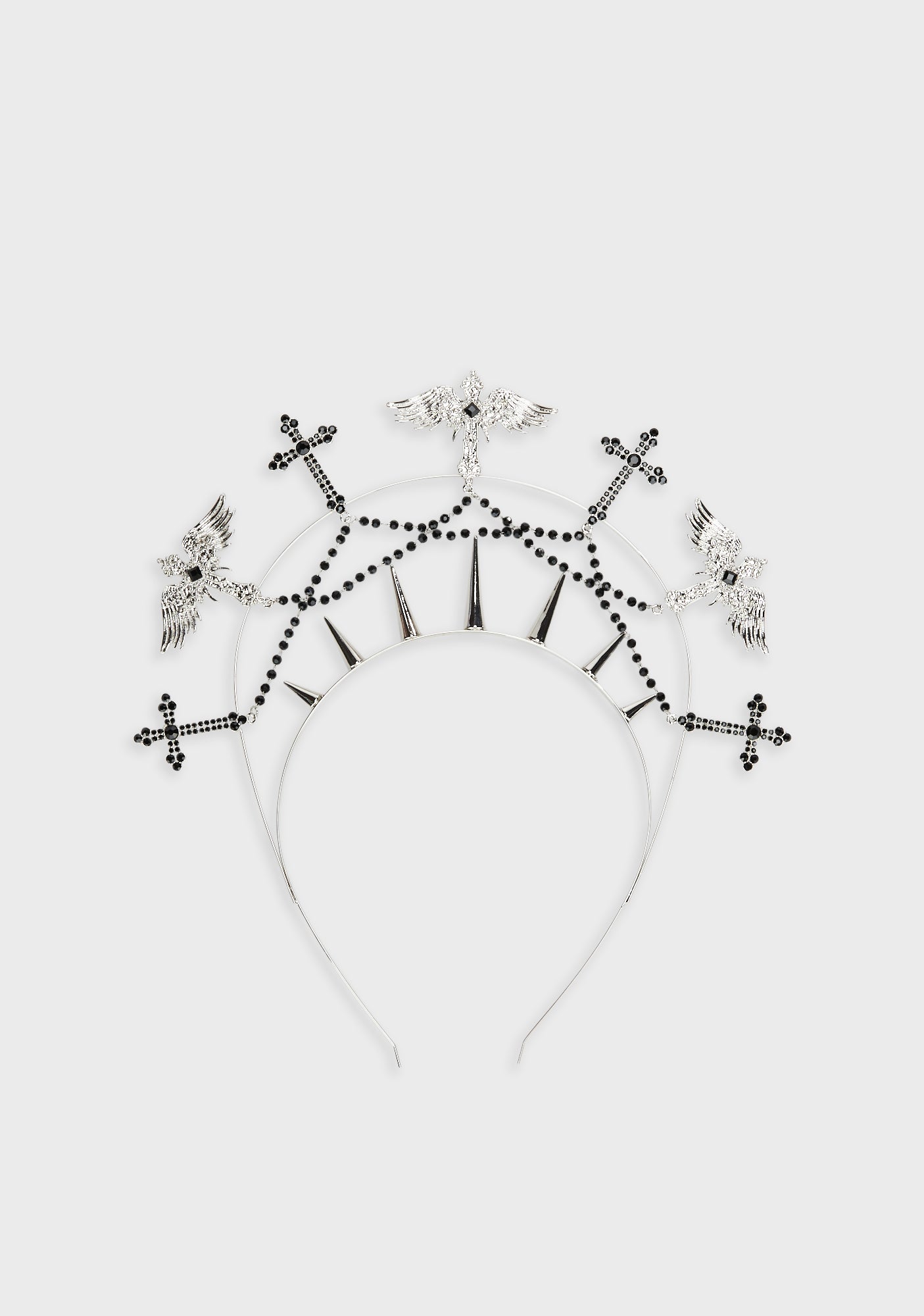 Widow Metallic Cross Halo Headband Silver Dolls Kill
