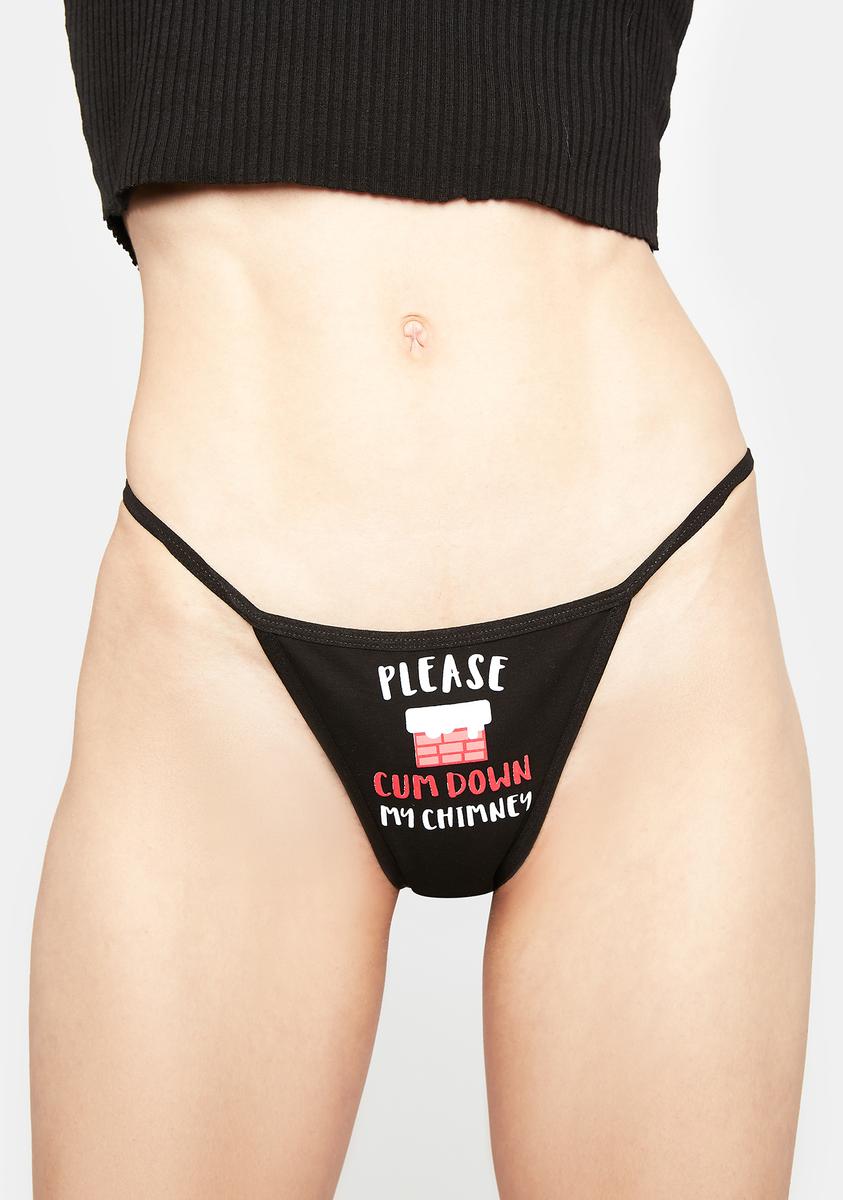 Femfetti Christmas Thong Underwear - Black