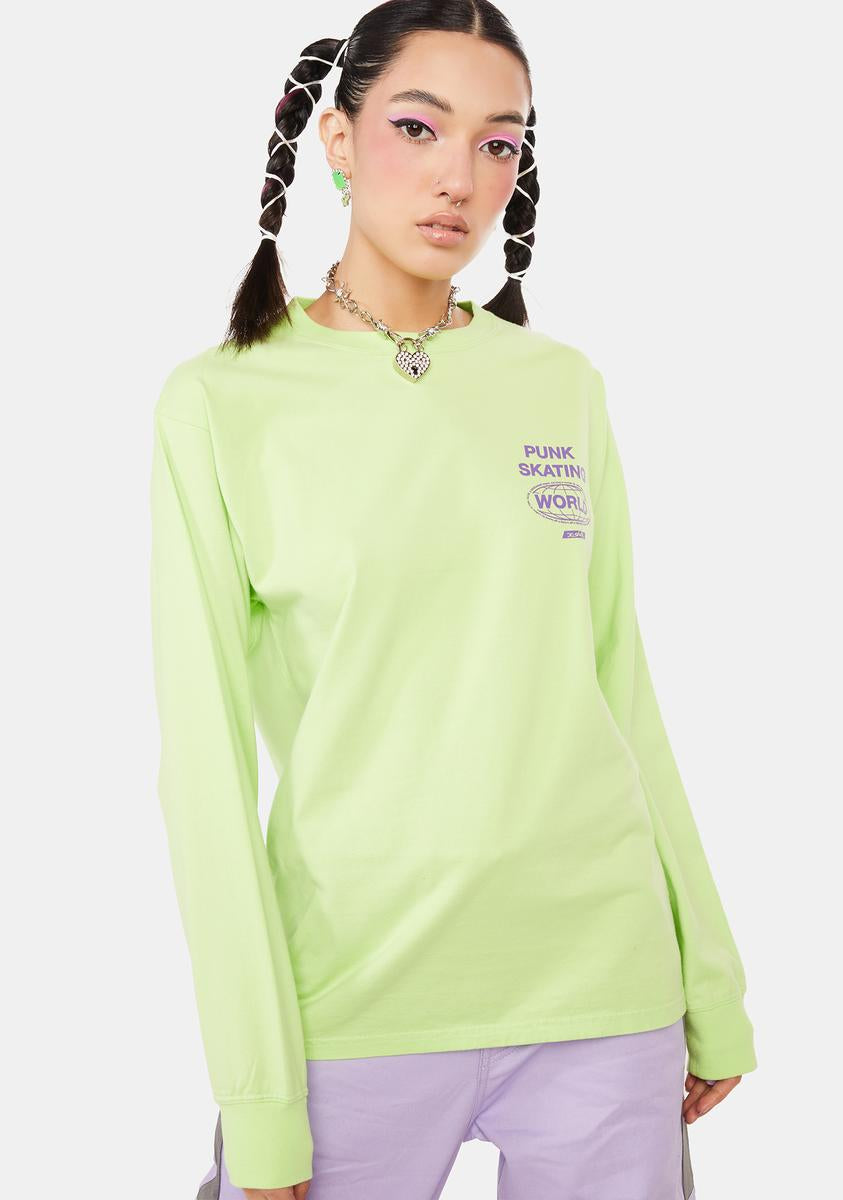 x-girl スケートボード PUNK SKATING WORLD X Girl Shirt Womens Small Black Long Sleeve The Punk Skating