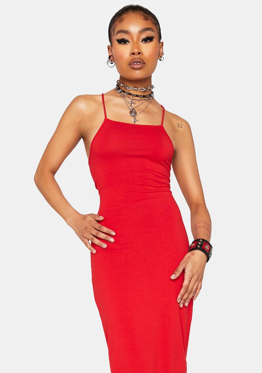 Open Back Lace Up Maxi Dress