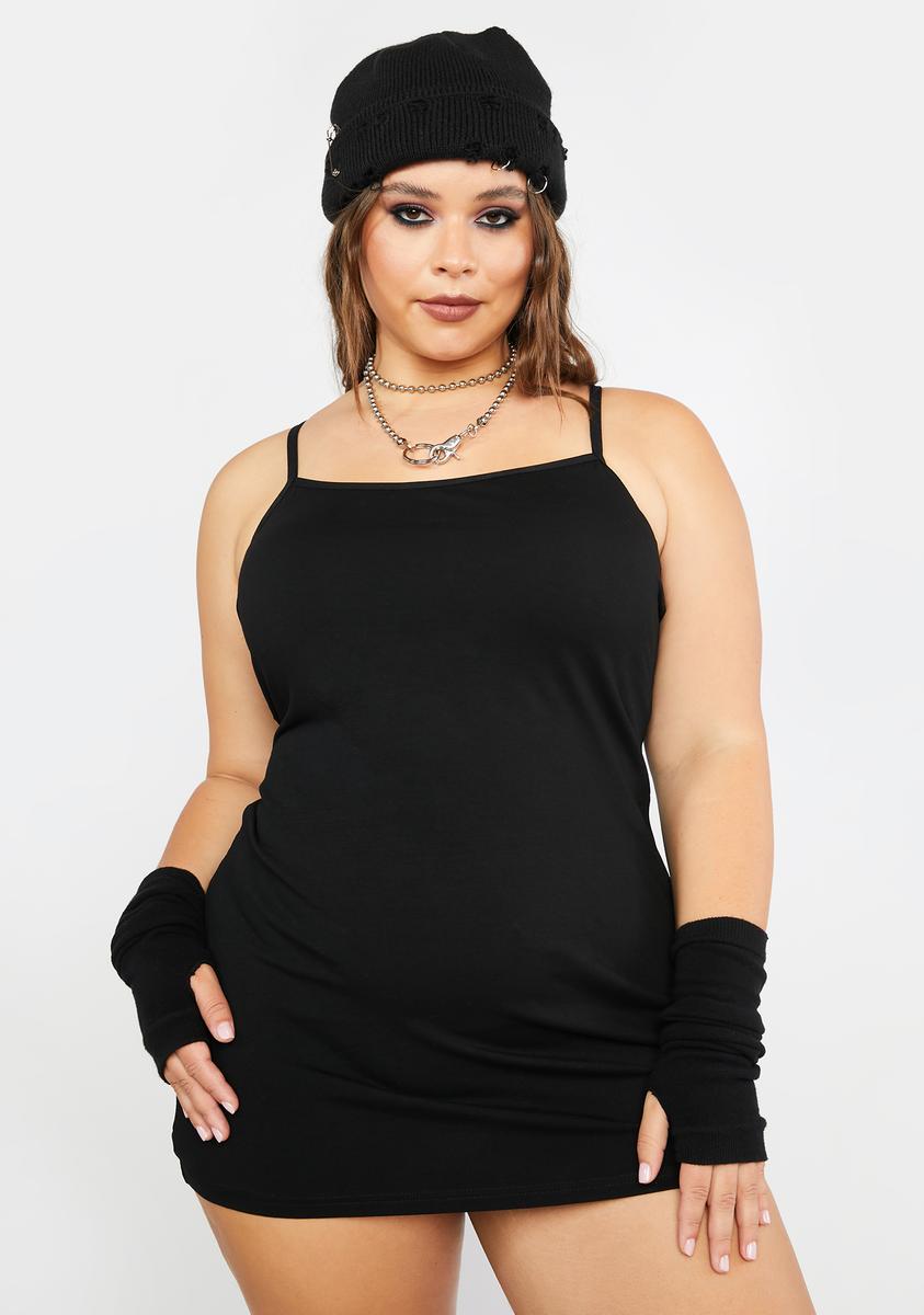 Plus Size Suspender Cami Fit Flare Dress -Black Dolls Kill Plus Size Suspender Cami Fit Flare Dress -Black Dolls Kill