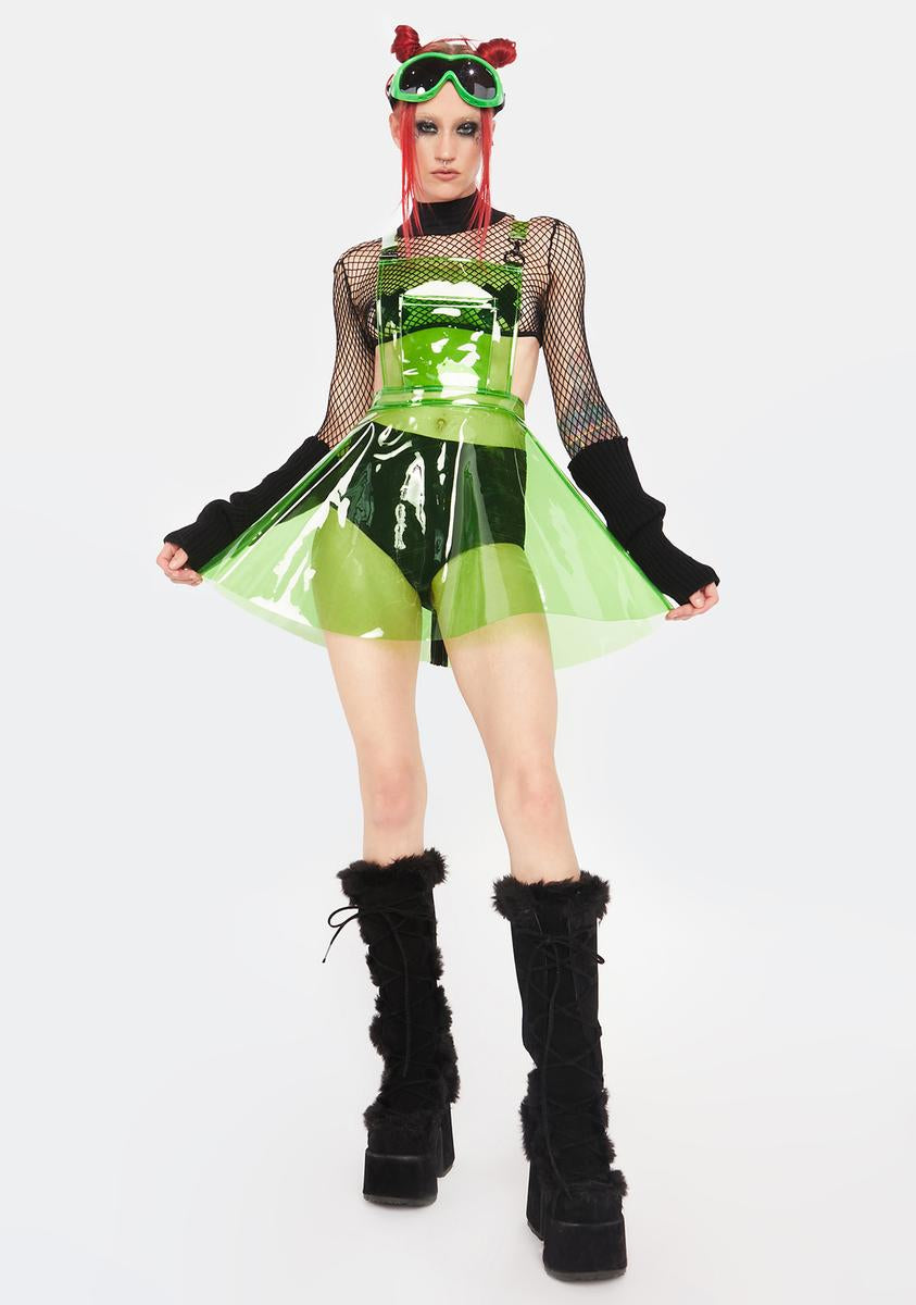 Club Exx Clear PVC Overall Dress - Neon Green Club Exx Clear PVC Overall Dress - Neon Green