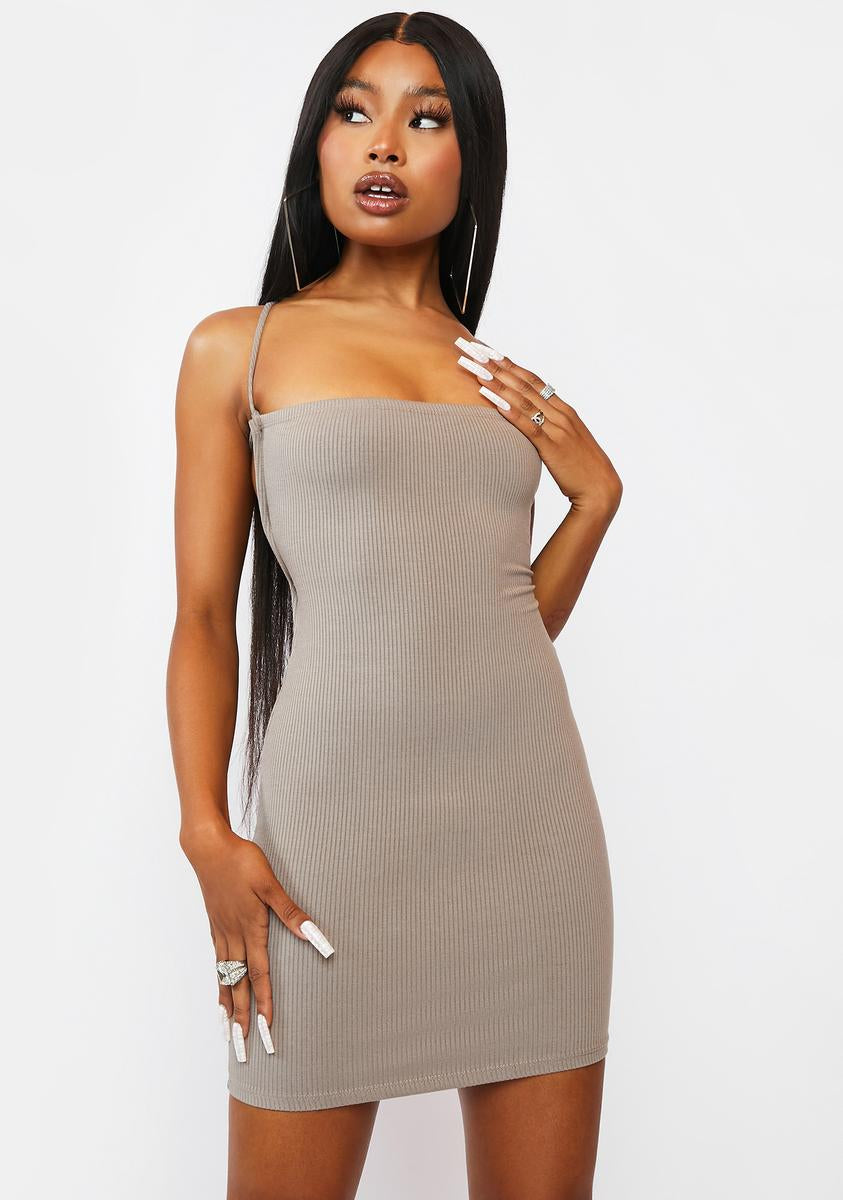 Ribbed Bodycon Lace Up Spaghetti Strap Mini Dress Grey – Dolls Kill