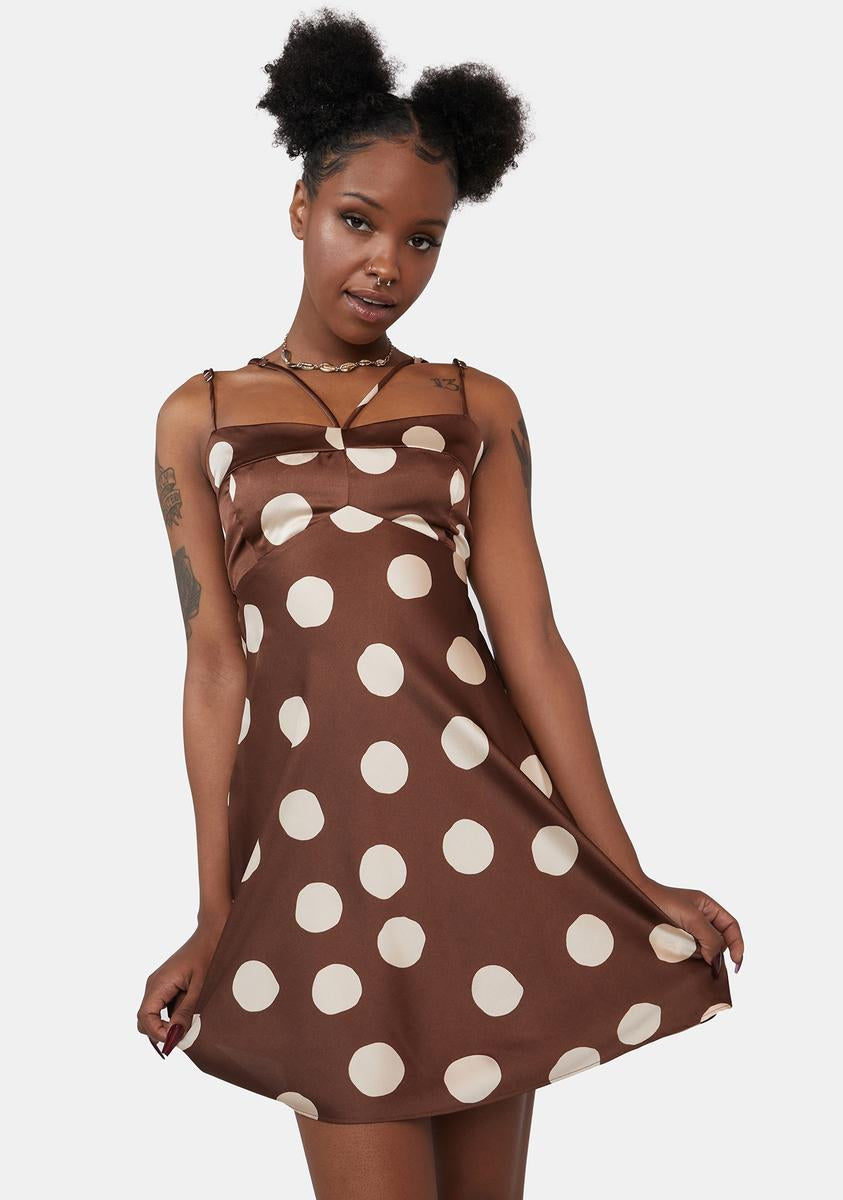 Polka Dot Satin Strappy Back Cutout Smocked Mini Dress Dolls Kill Polka Dot Satin Strappy Back Cutout Smocked Mini Dress Dolls Kill