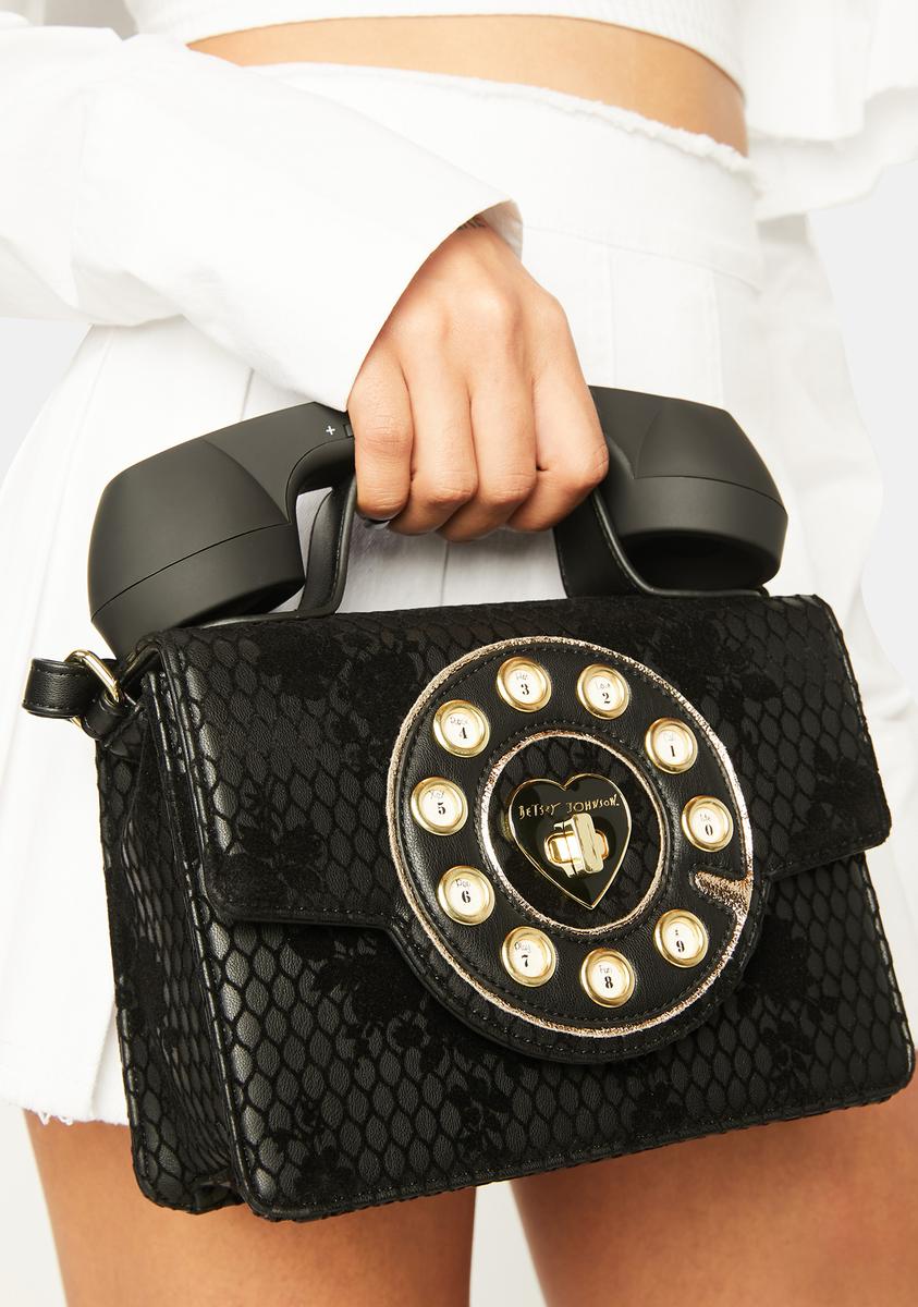 Betsey Johnson Telephone Crossbody Bag - Black – Dolls Kill