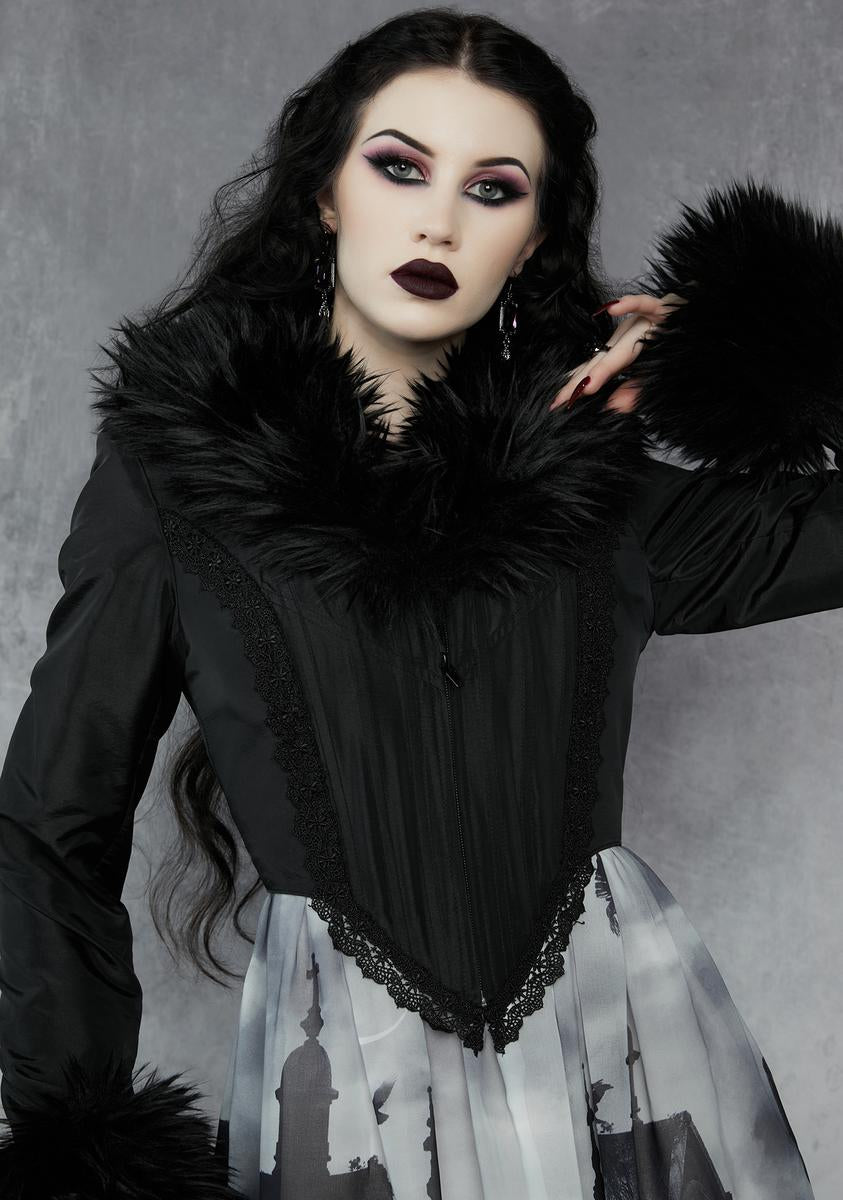Widow Faux Fur Corset Jacket - Black – Dolls Kill