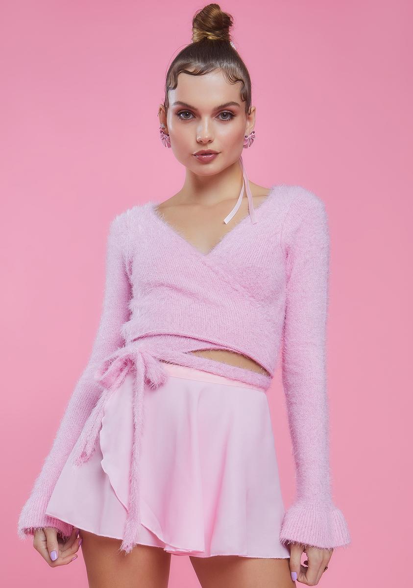 Sugar Thrillz Chiffon Wrap Mini Skirt - Pink
