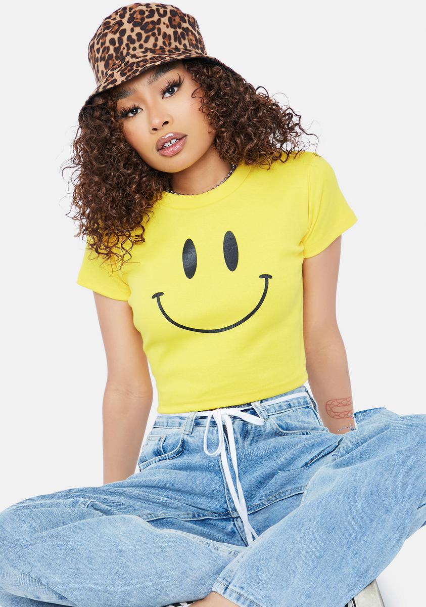 【2025年】もらって嬉しいお歳暮 人気ランキング Yellow - Shirt Tee Cropped Face Smiley – Kill Dolls トップス