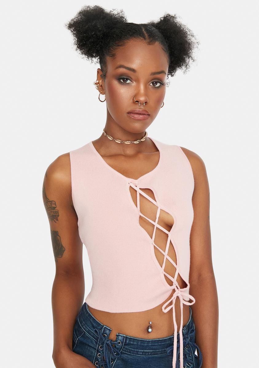 Black Lace-Up Girls Top | Hot Topic