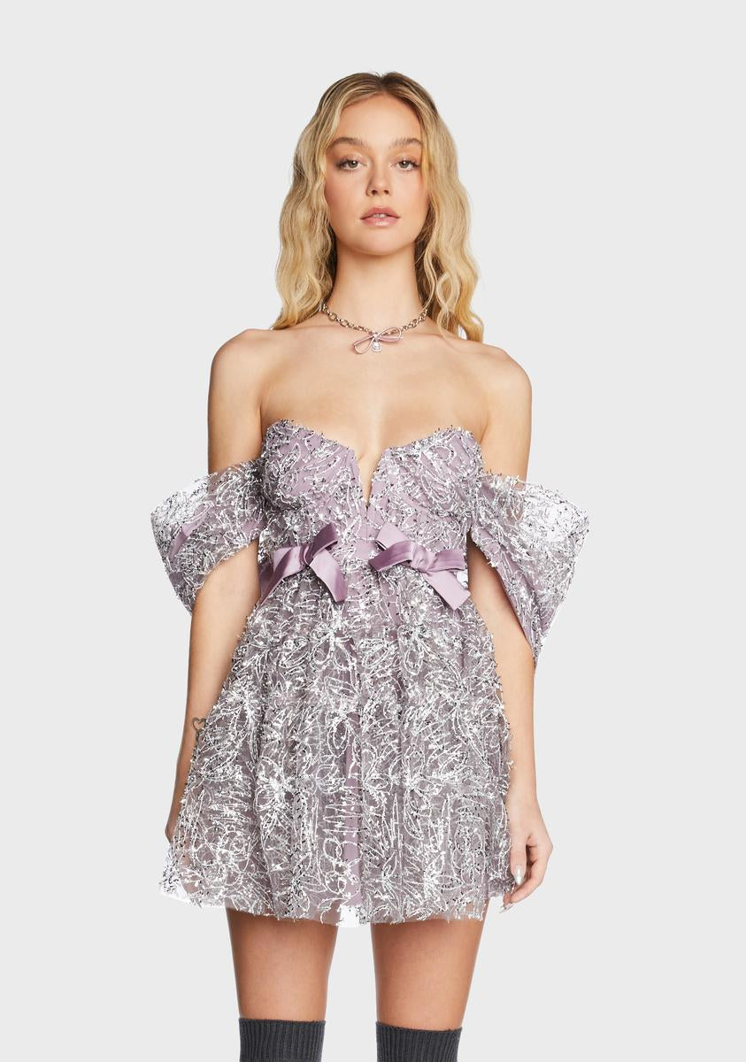 For Love & Lemons Metallic Tulle Mini Dress - Purple For Love & Lemons Metallic Tulle Mini Dress - Purple