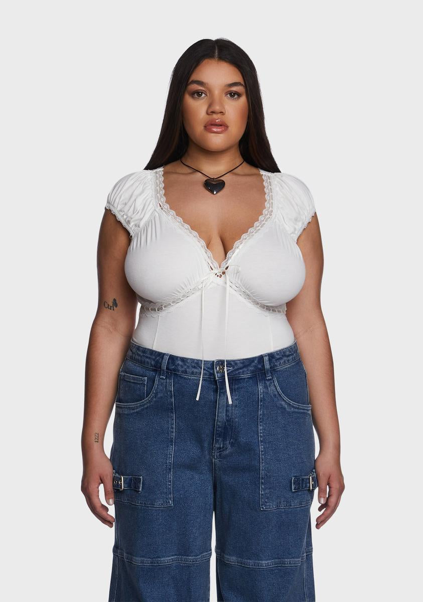 dELiA*s by Dolls Kill Plus Size Lace Trim Top White