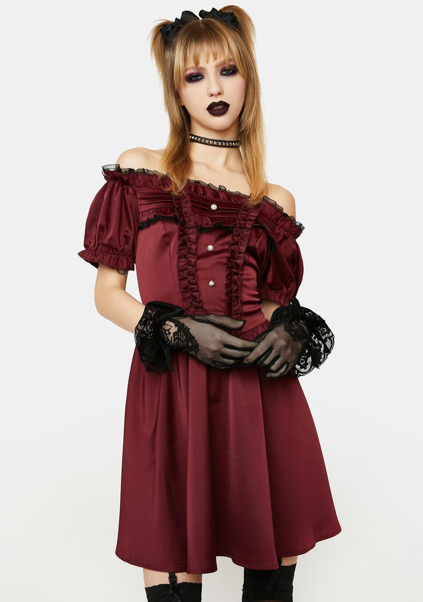 strapless open back dress Smocked Off-Shoulder Lace Sleeve Mini Dress