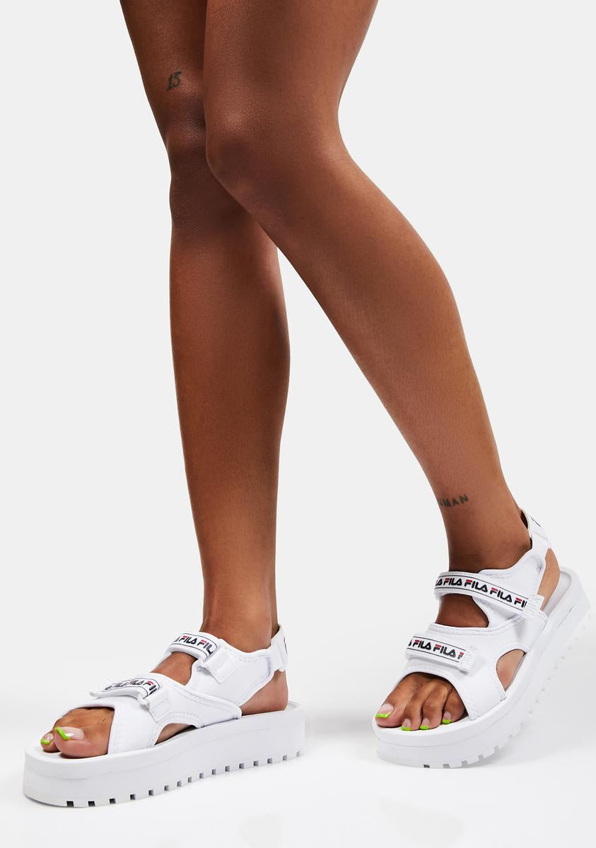 White fila sandals sales