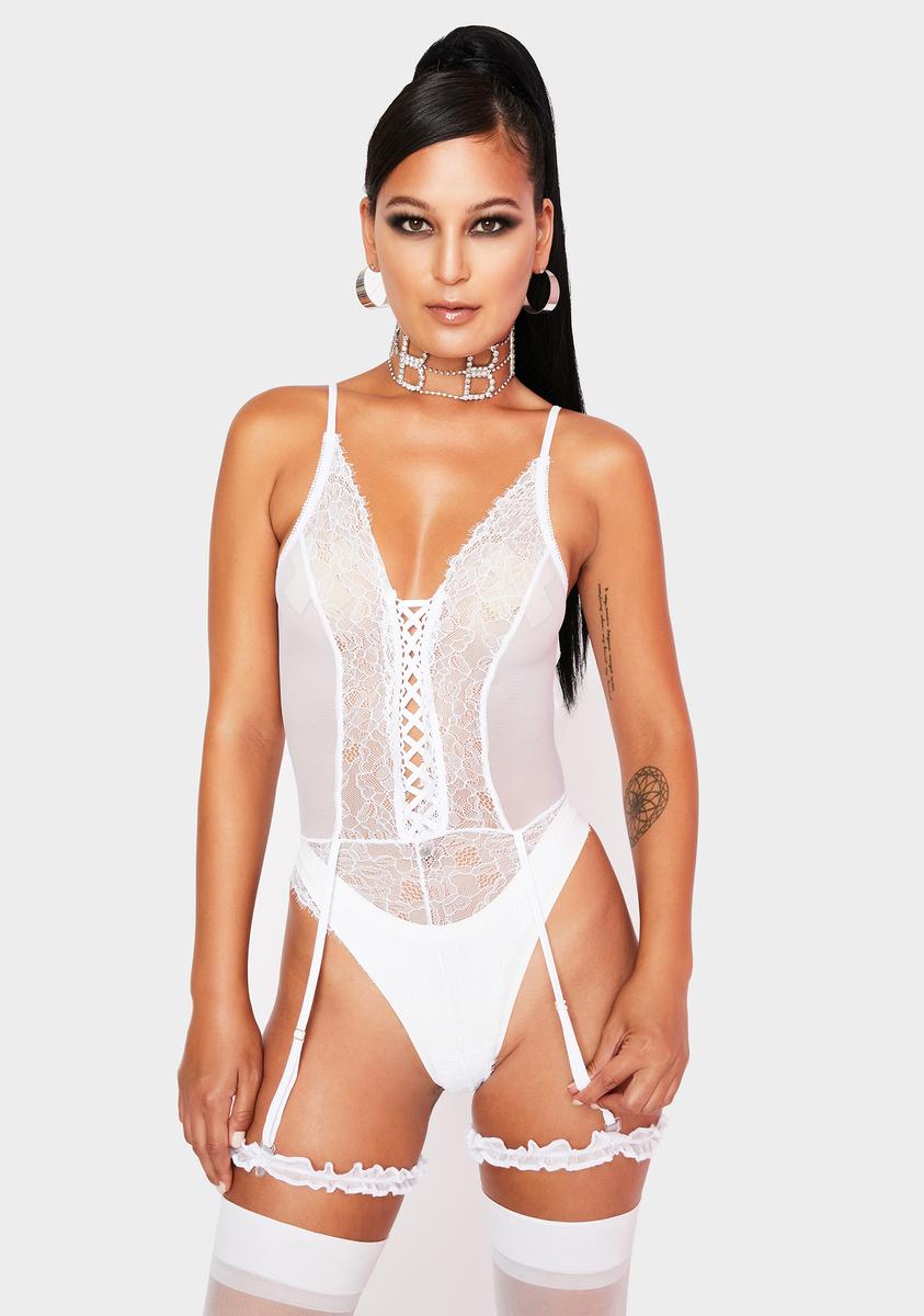 Sexy Lace Up Strappy Back Lingerie Teddy - White Dolls Kill Sexy Lace Up Strappy Back Lingerie Teddy - White Dolls Kill