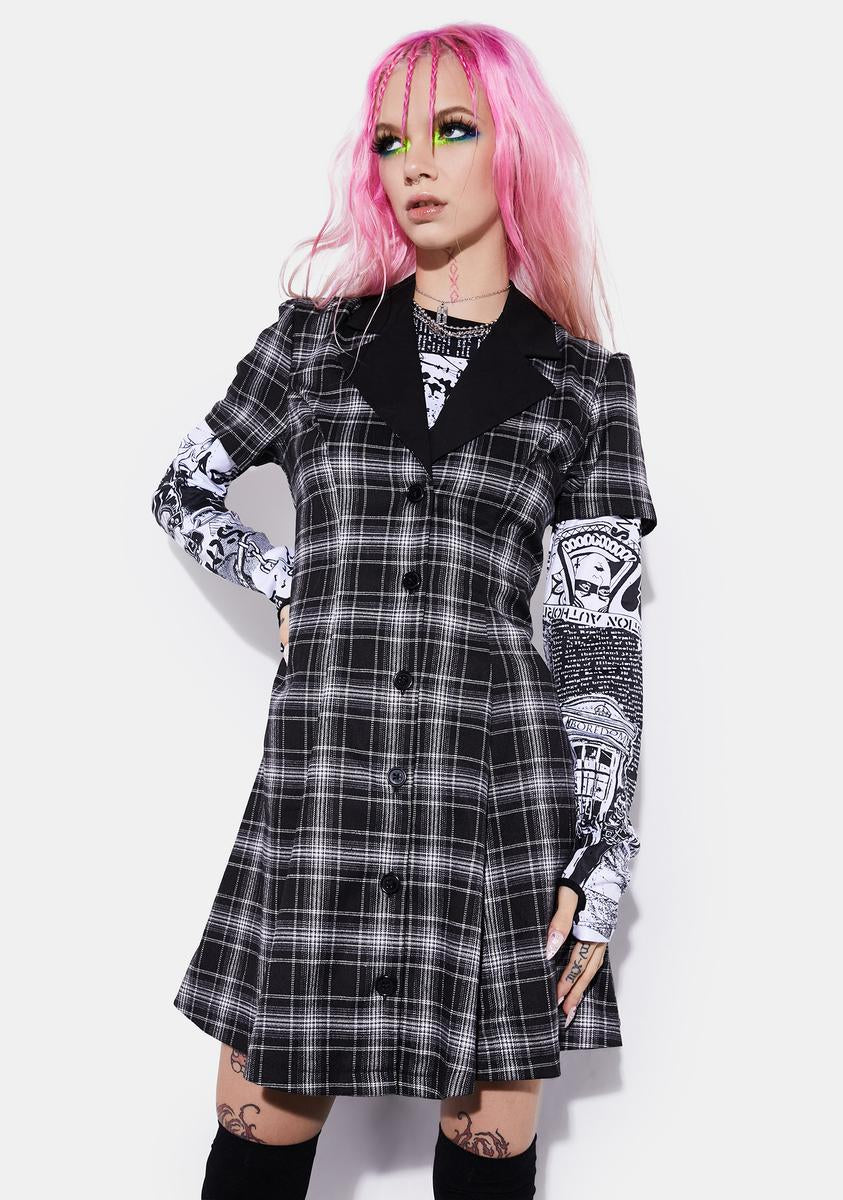 blue dress for baby girl Current Mood Plaid Button Up Shirt Dress