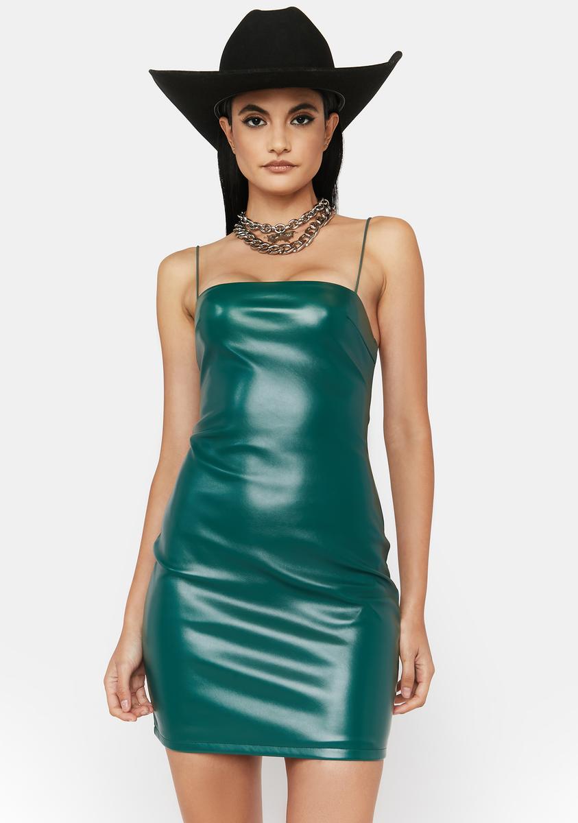 PU Vegan Leather Square Neck Mini Dress - Green Dolls Kill PU Vegan Leather Square Neck Mini Dress - Green Dolls Kill