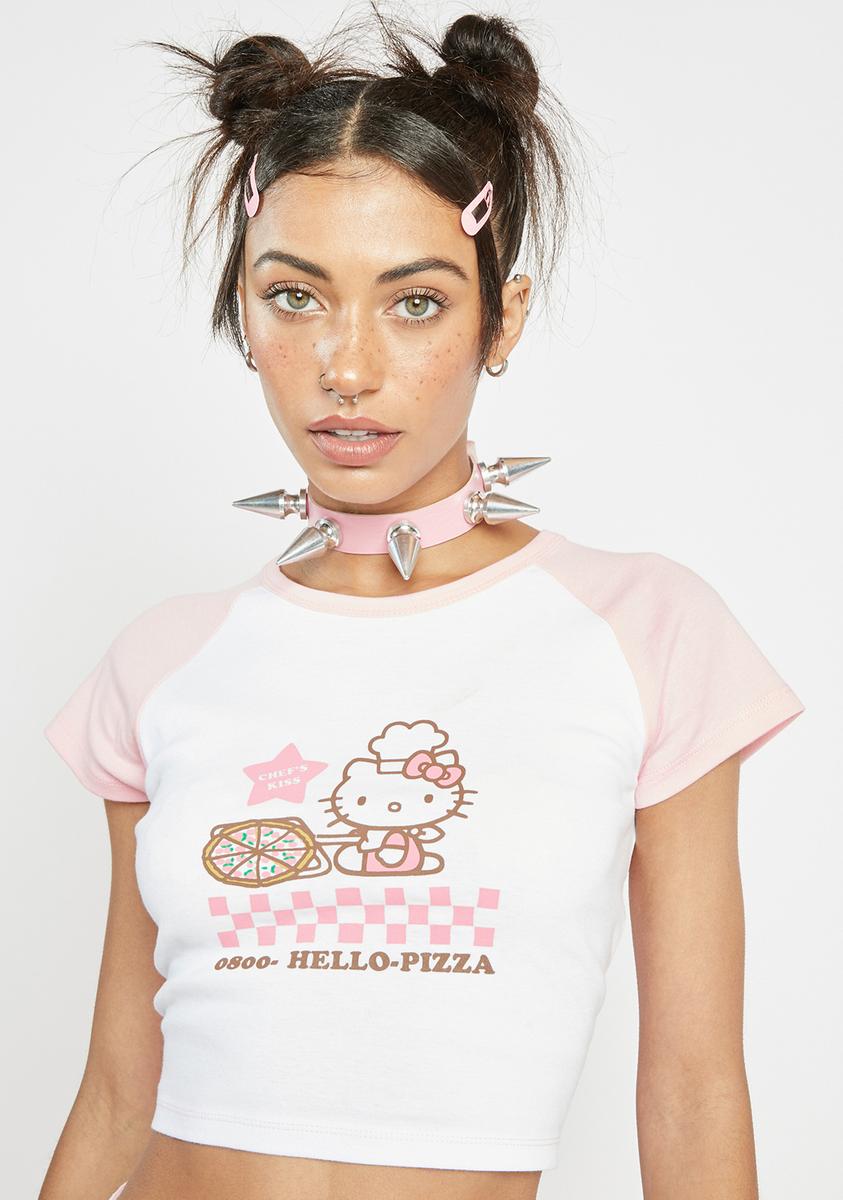 NGOrder Pizza Hello Kitty Raglan Crop Top