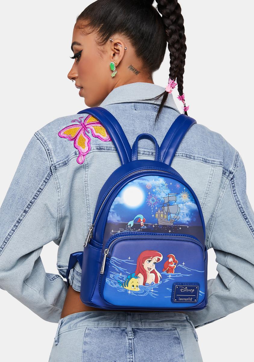 disney mini backpack little mermaid Loungefly Little Mermaid Light Up Glow In The Dark Mini Backpack