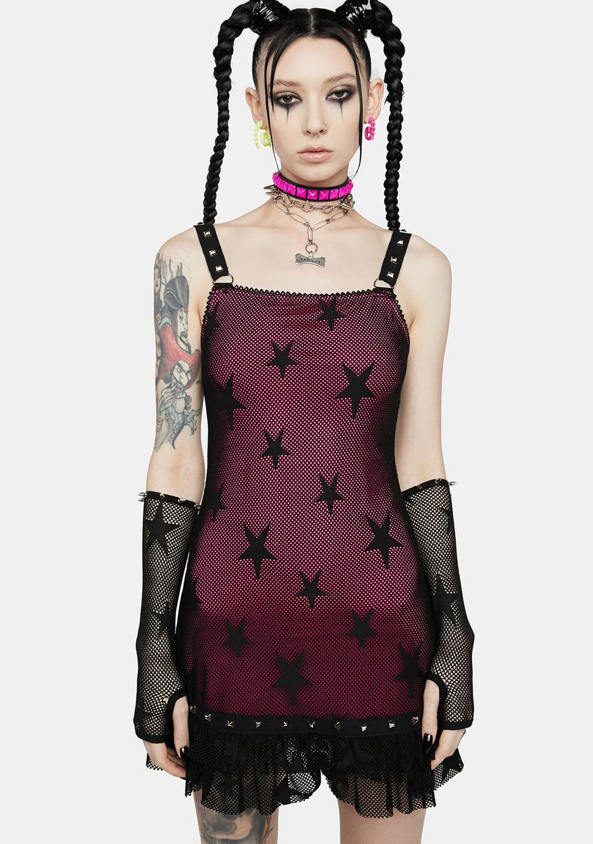 black dress pink stars New M&S Collection Black With Pink & White Star Design Midi Dress,UK 12R